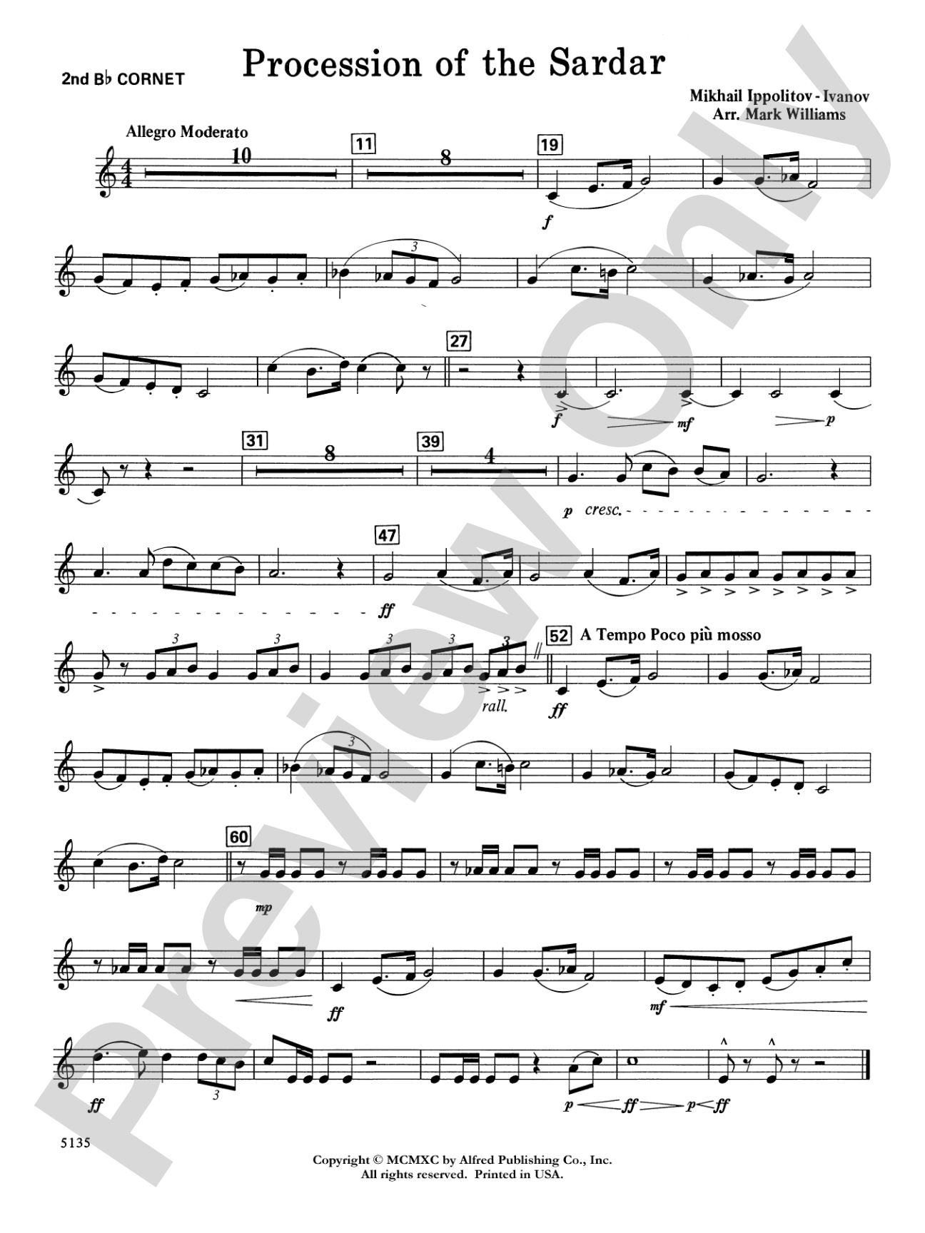 Procession of the Sardar: 2nd B-flat Cornet