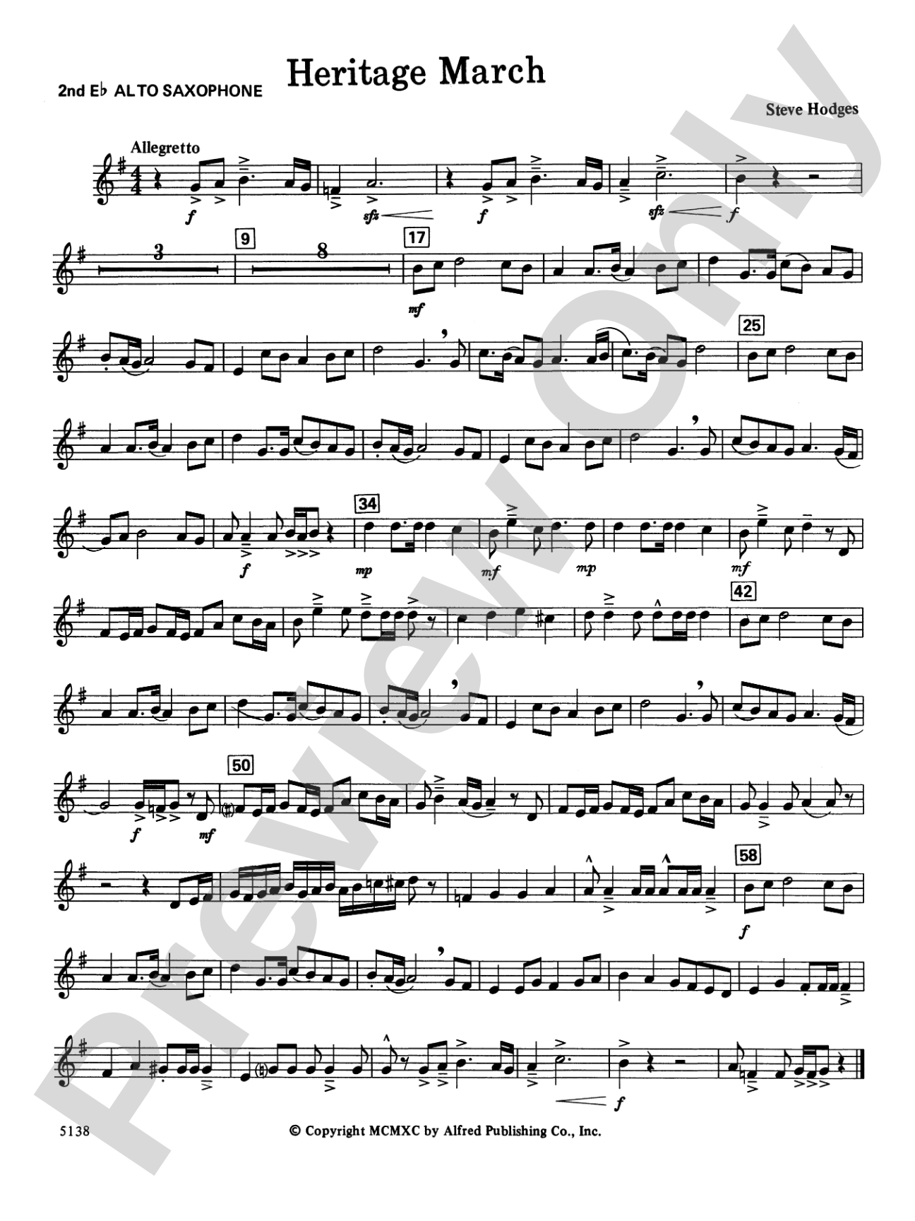 Heritage March: 2nd E-flat Alto Saxophone