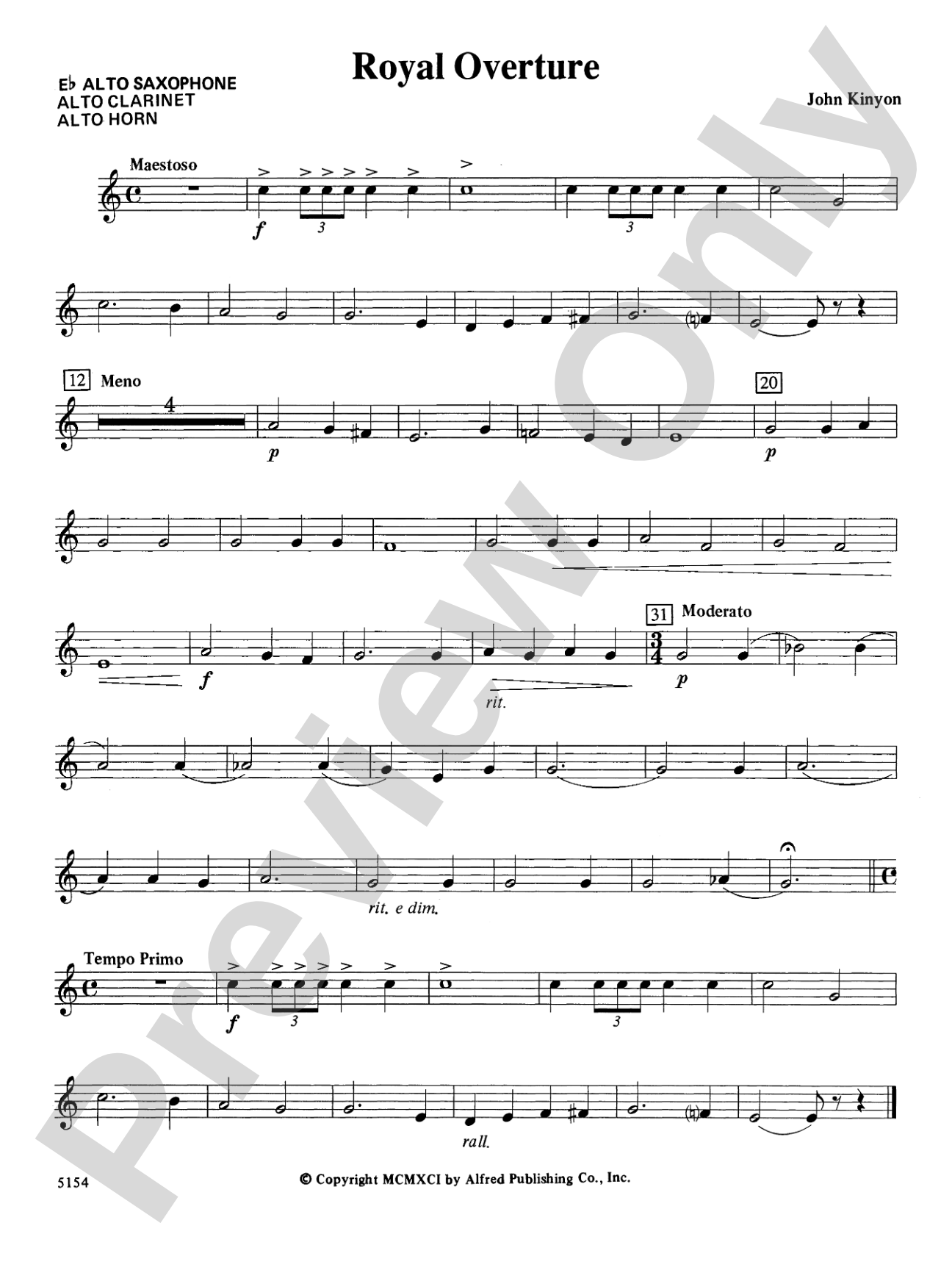 Royal Overture: E-flat Alto Saxophone