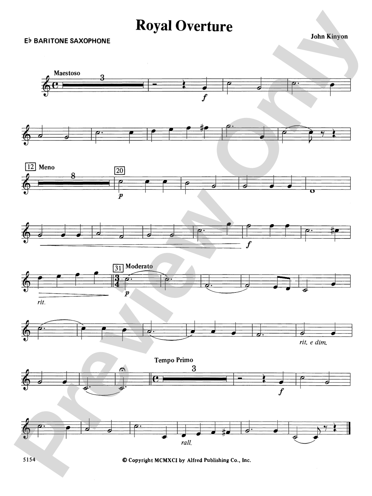 Royal Overture: E-flat Baritone Saxophone