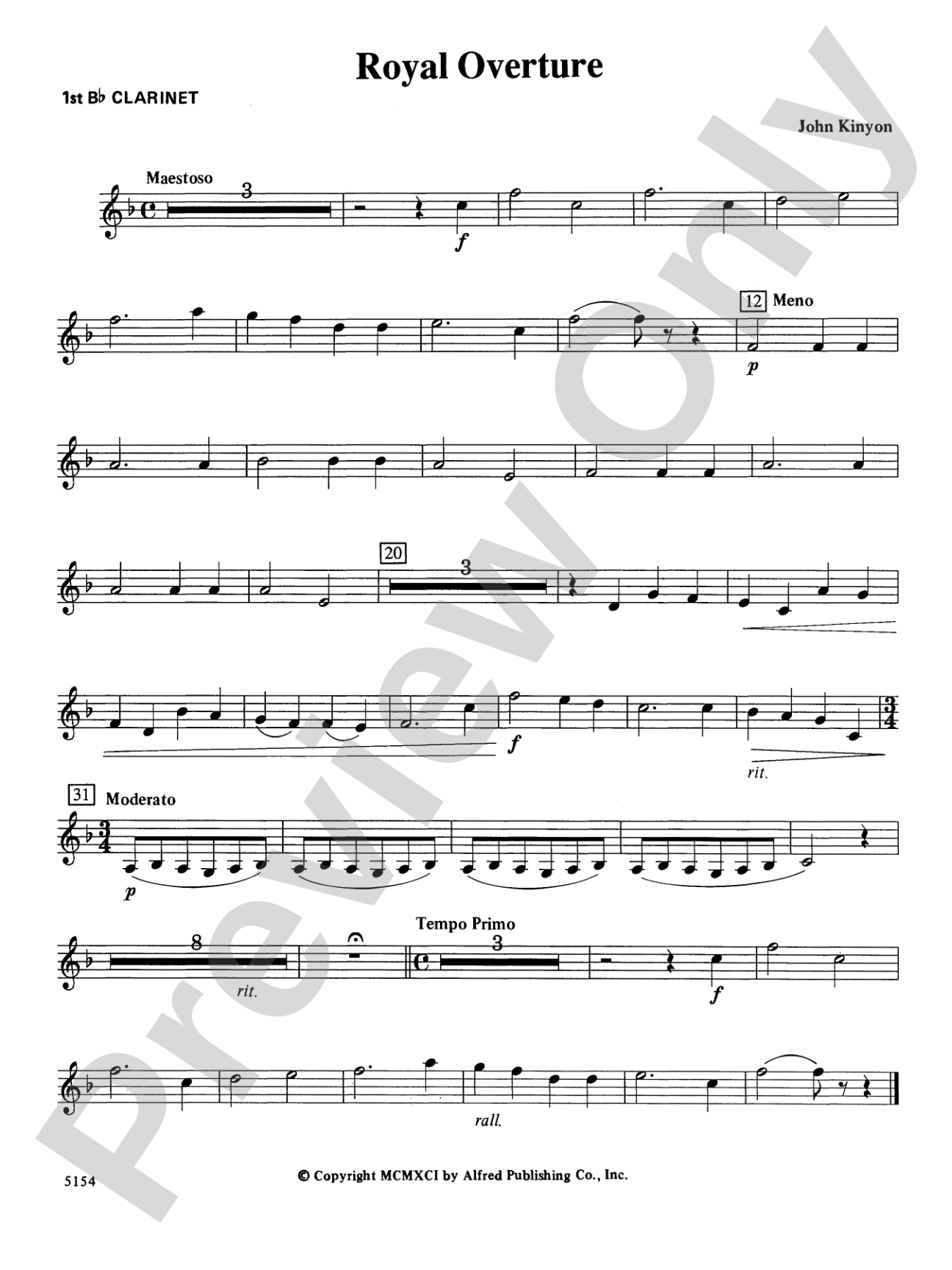 Royal Overture: 1st B-flat Clarinet