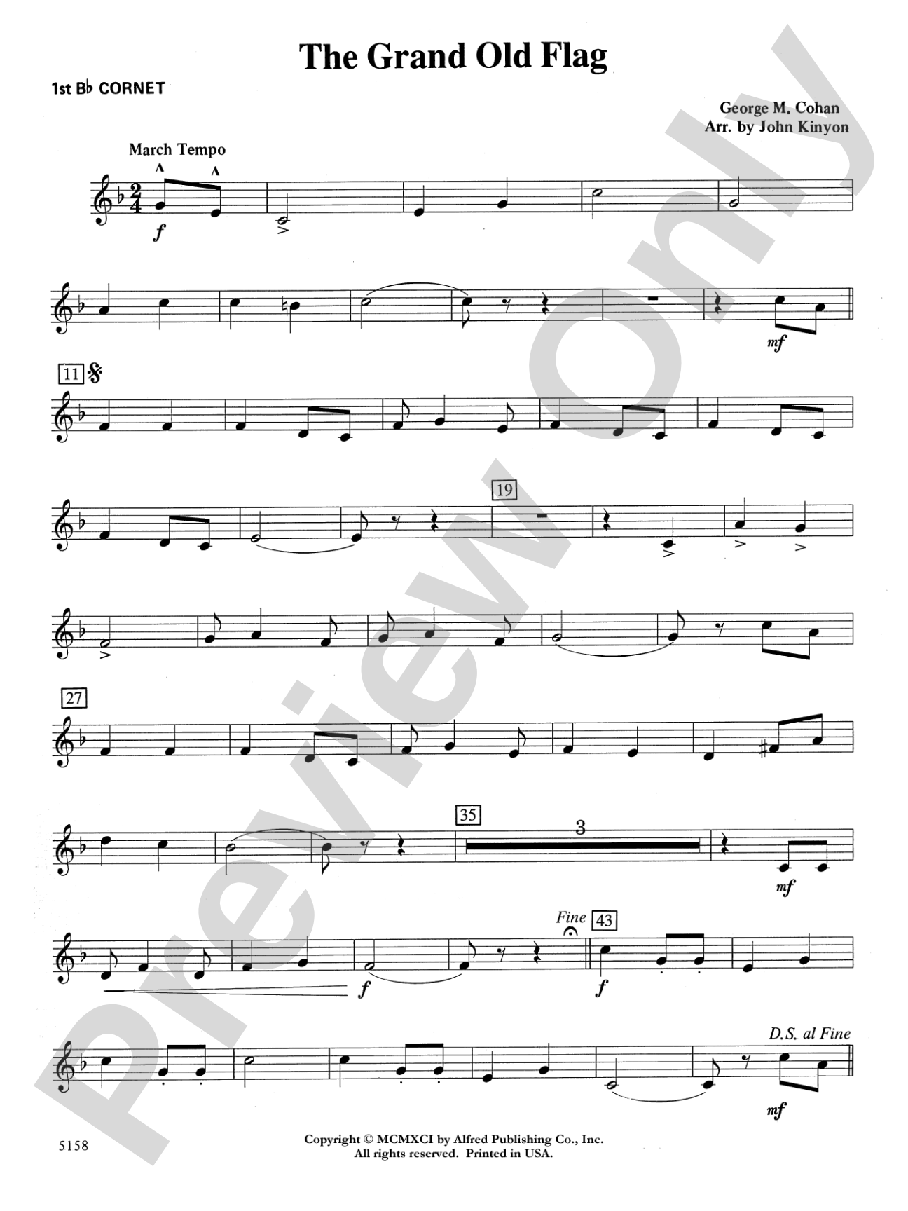 The Grand Old Flag: 1st B-flat Cornet