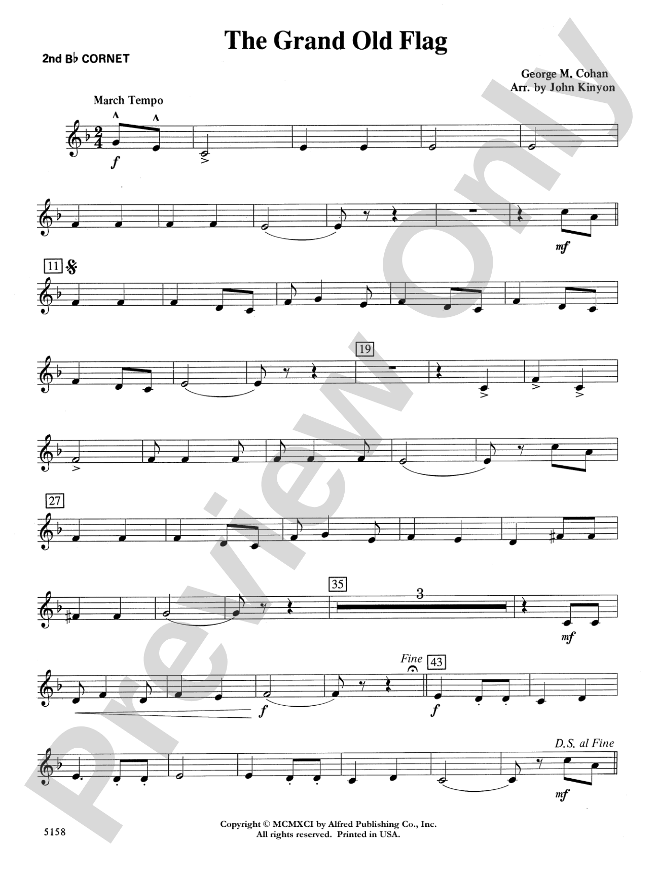 The Grand Old Flag: 2nd B-flat Cornet