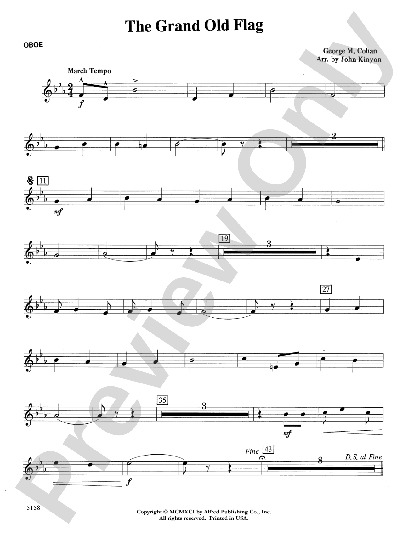 The Grand Old Flag: Oboe