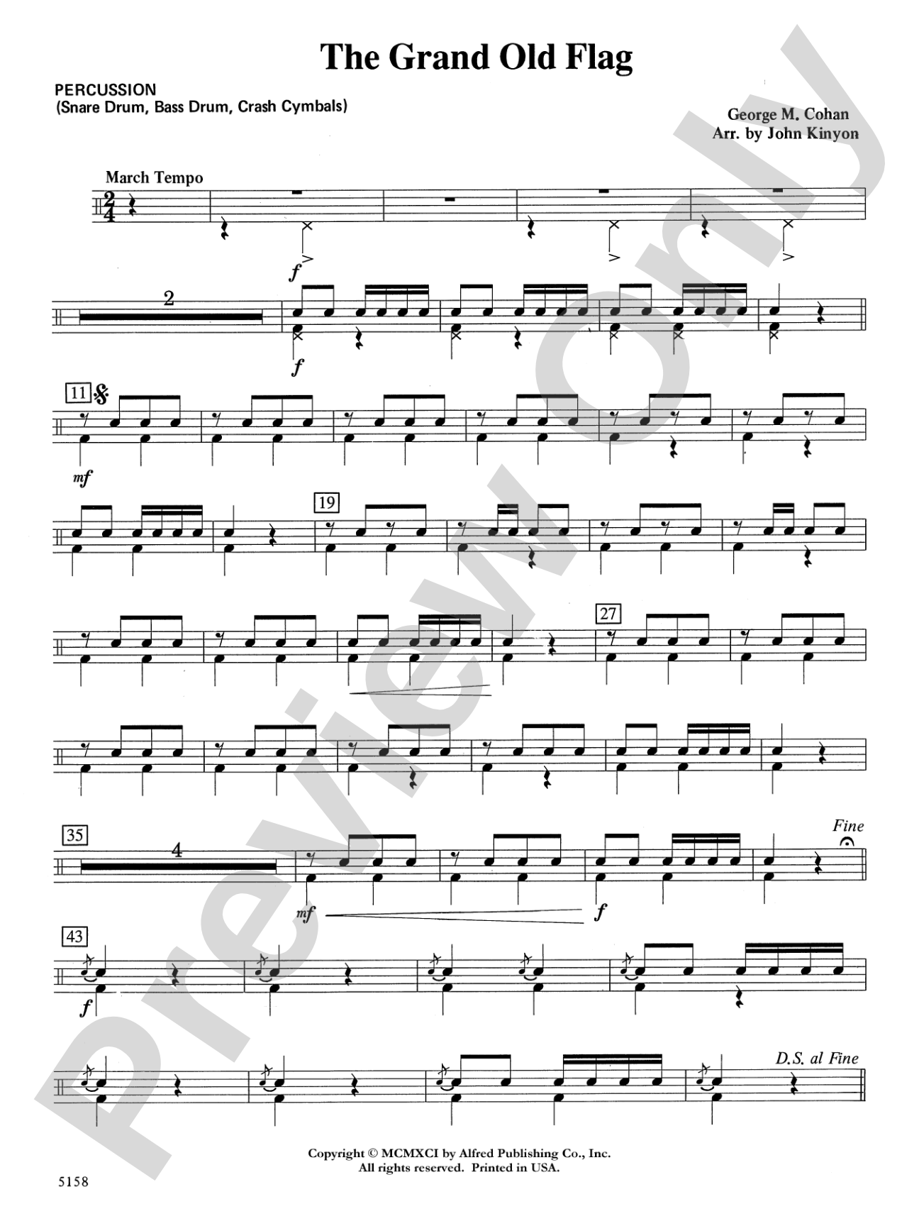 The Grand Old Flag: 1st Percussion