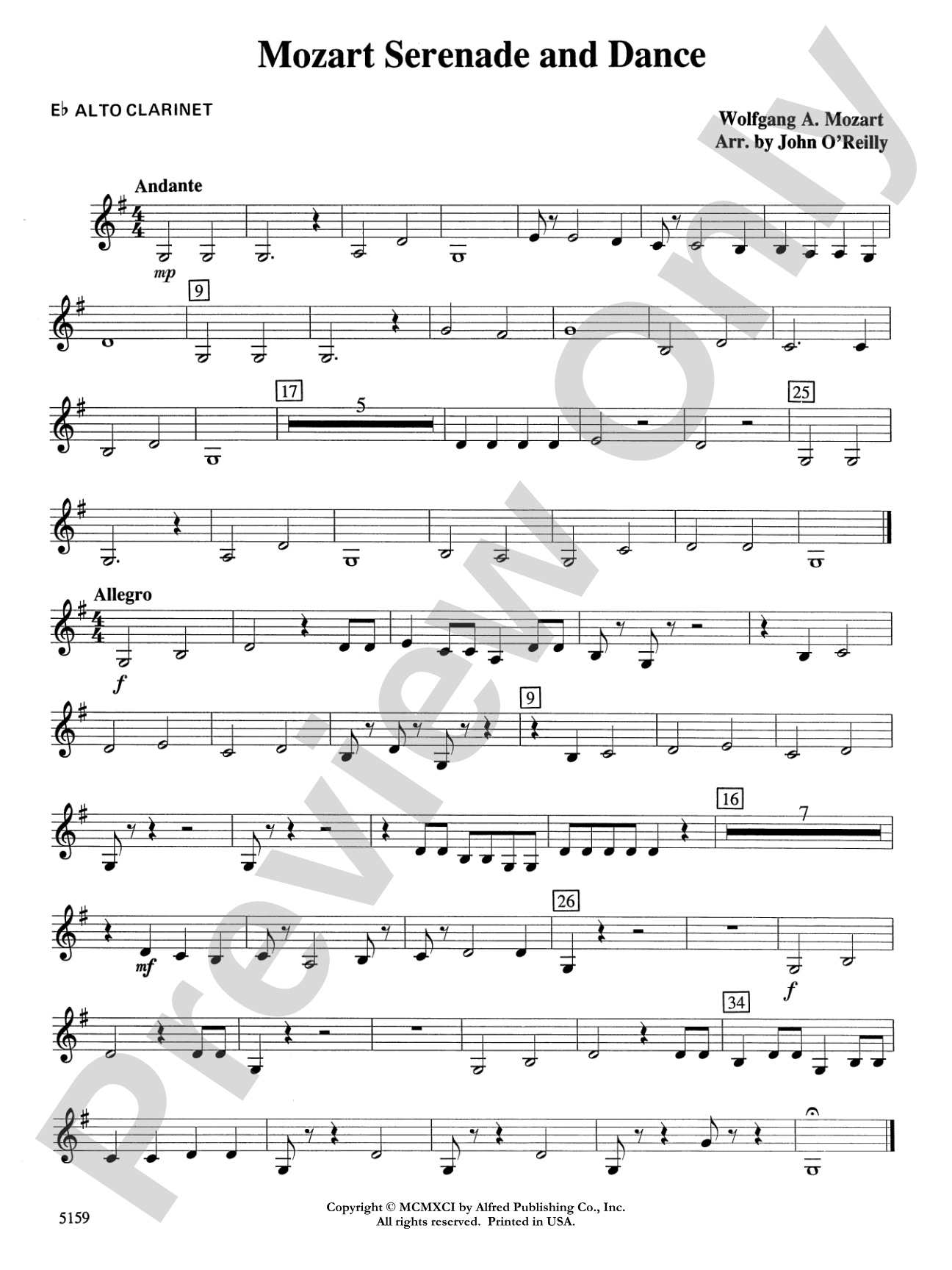Mozart Serenade and Dance: E-flat Alto Clarinet