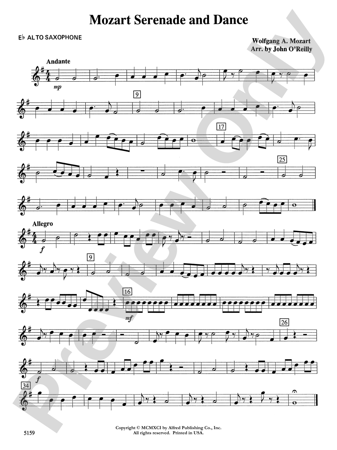 Mozart Serenade and Dance: E-flat Alto Saxophone