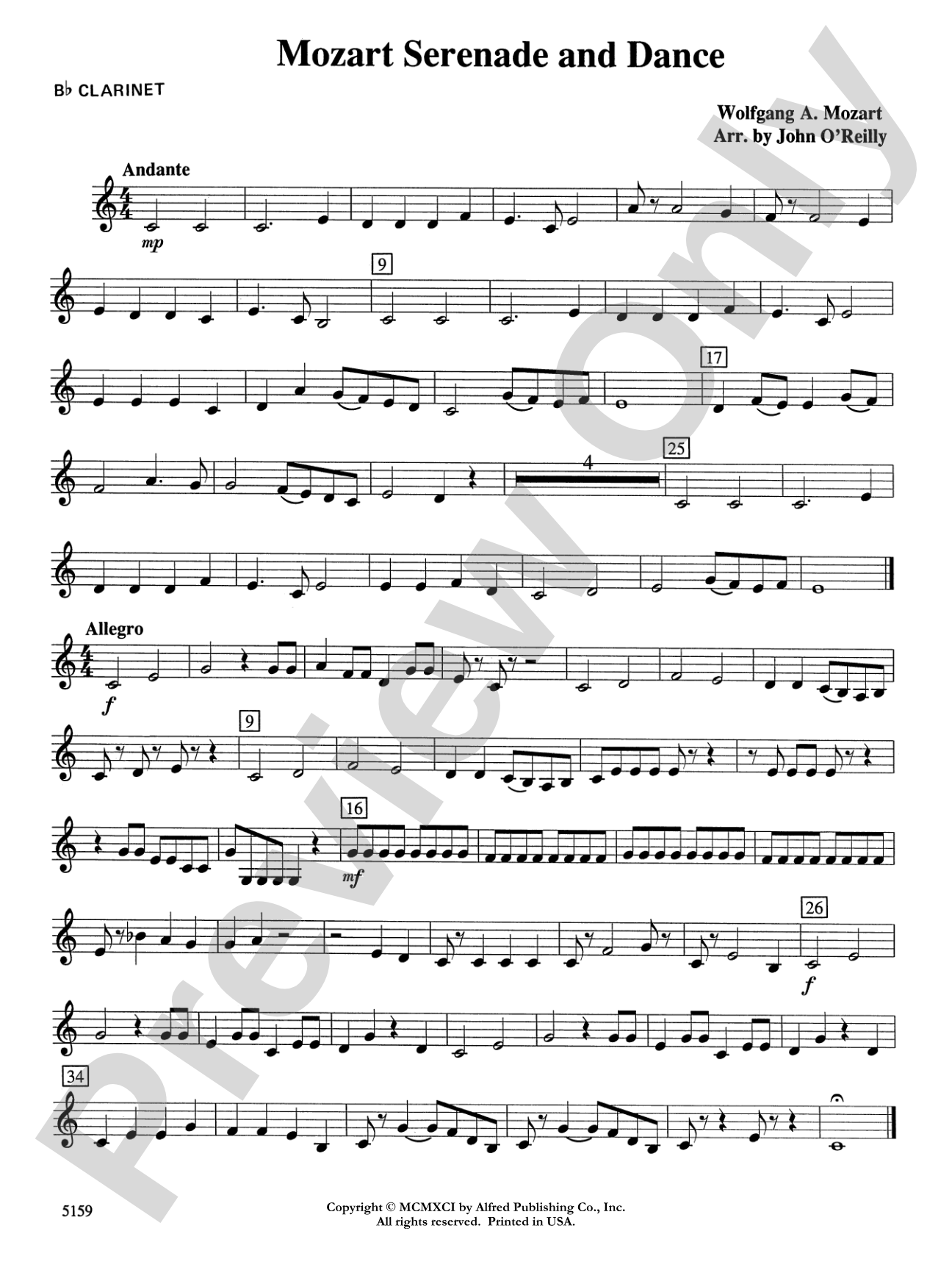 Mozart Serenade and Dance: 1st B-flat Clarinet