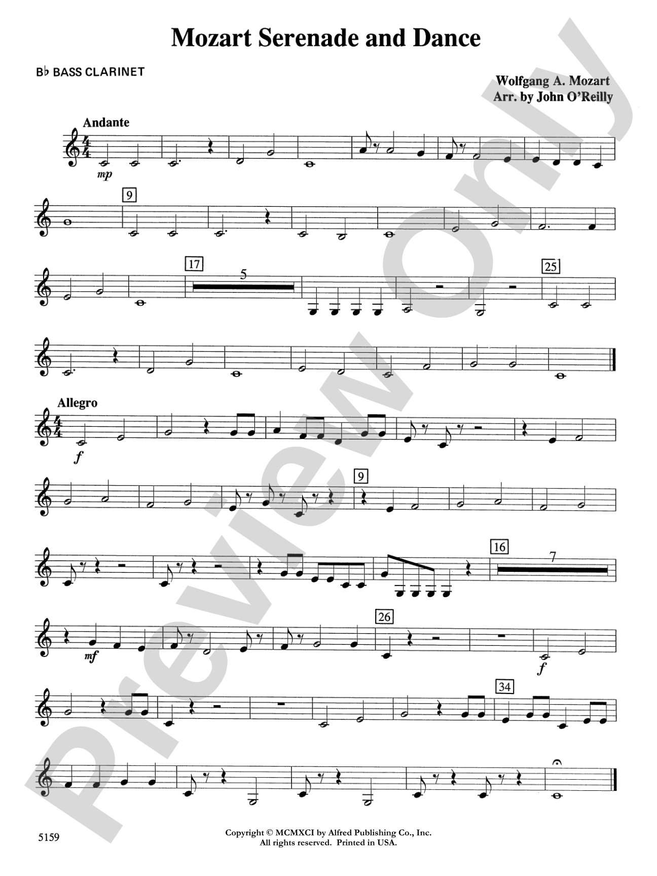 Mozart Serenade and Dance: B-flat Bass Clarinet