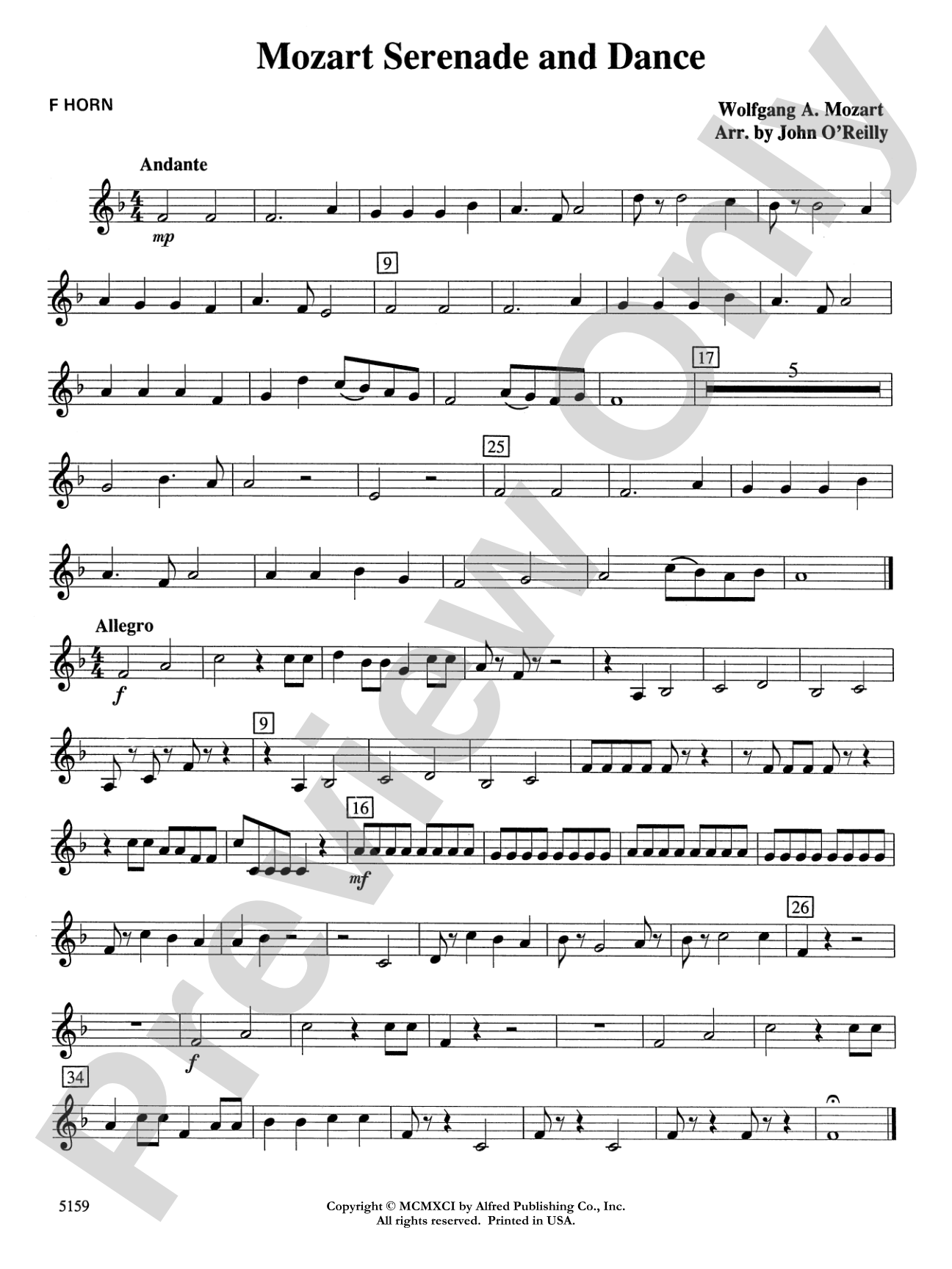 Mozart Serenade and Dance: 1st F Horn