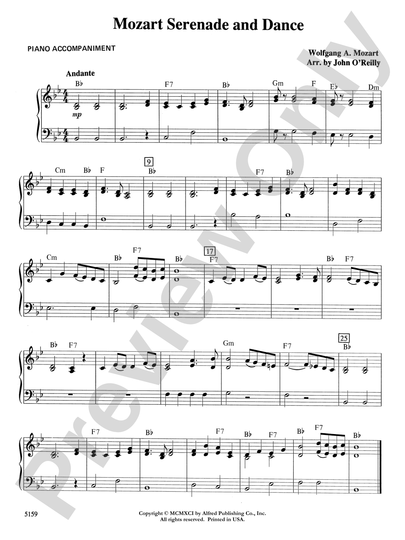 Mozart Serenade and Dance: Piano Accompaniment