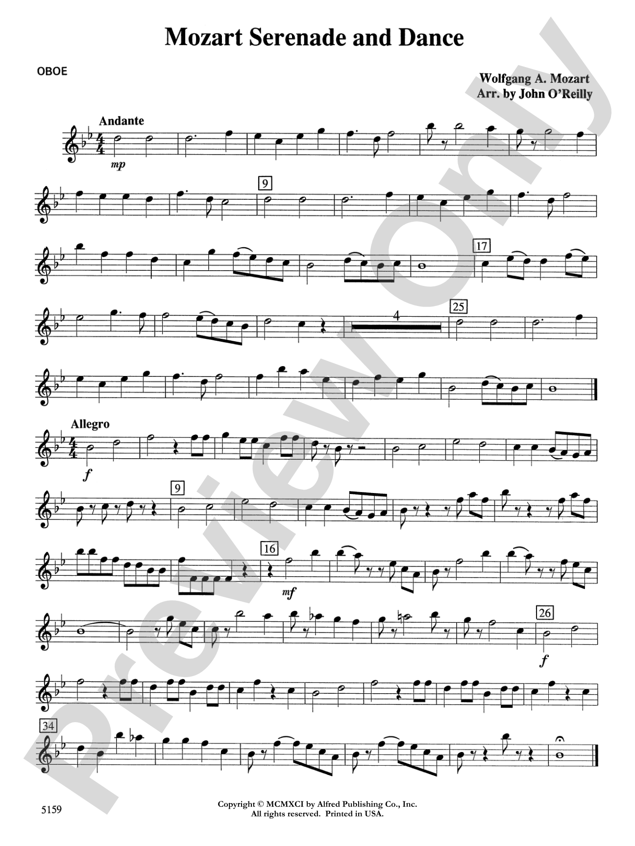 Mozart Serenade and Dance: Oboe