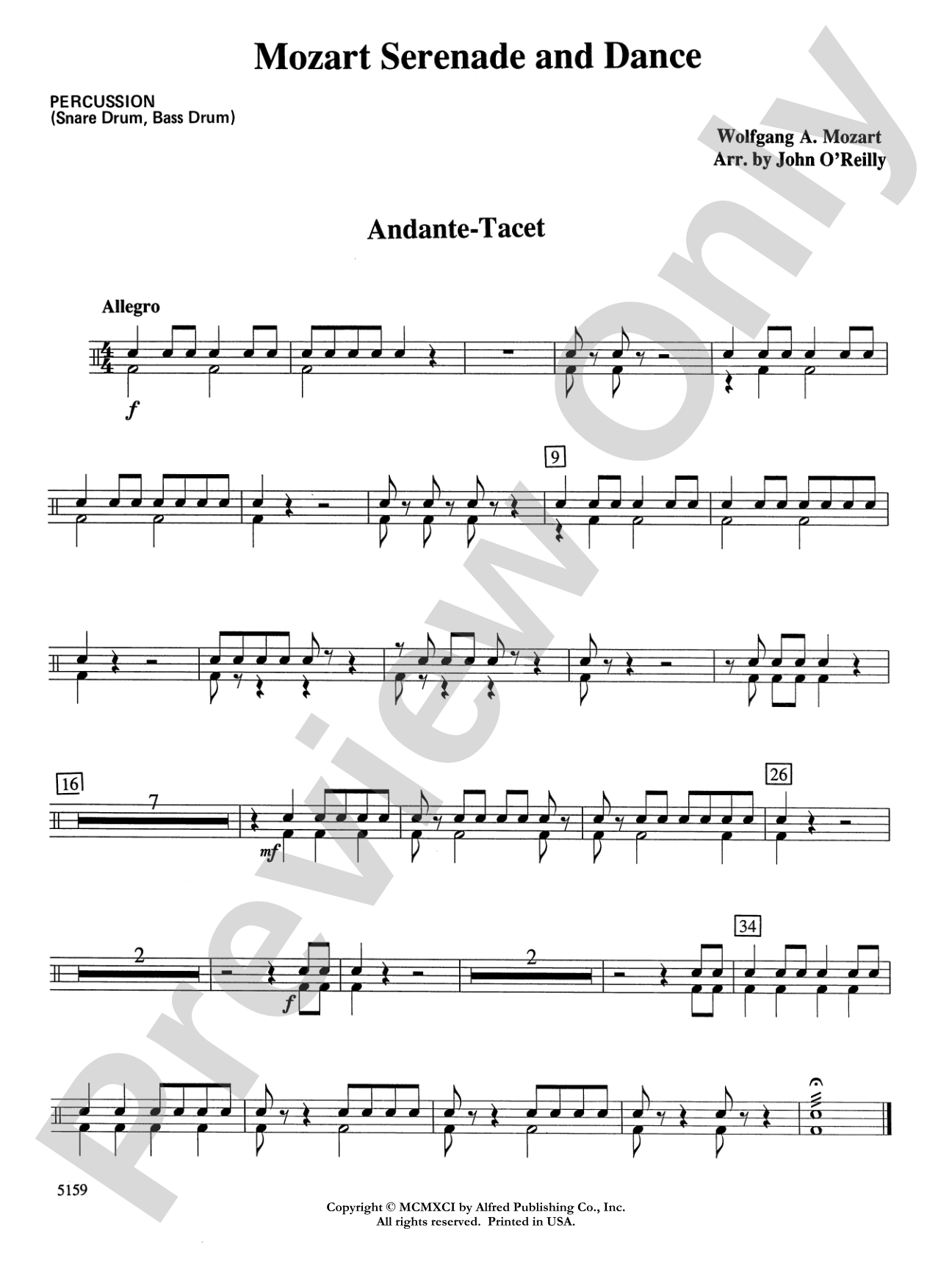 Mozart Serenade and Dance: 1st Percussion