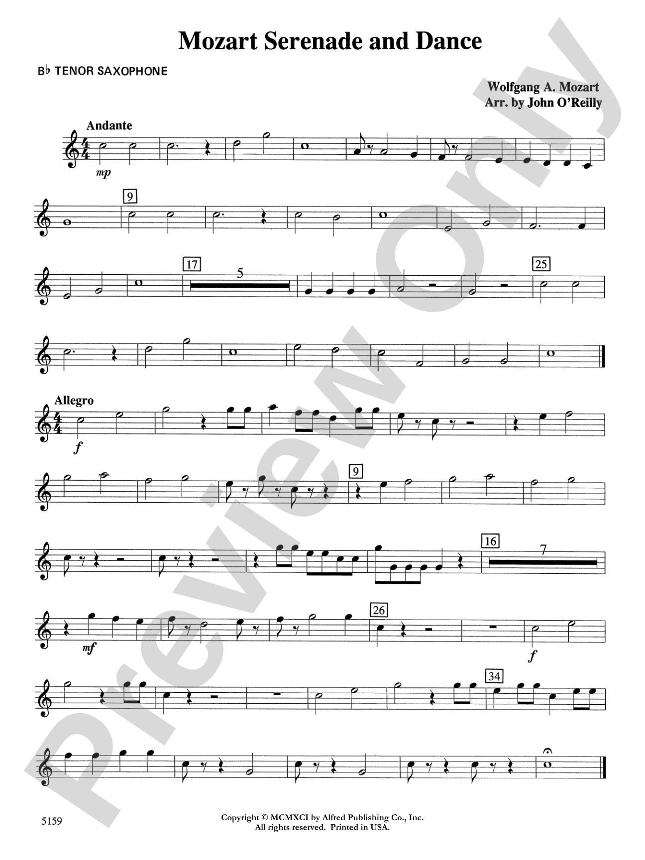 Mozart Serenade and Dance: B-flat Tenor Saxophone