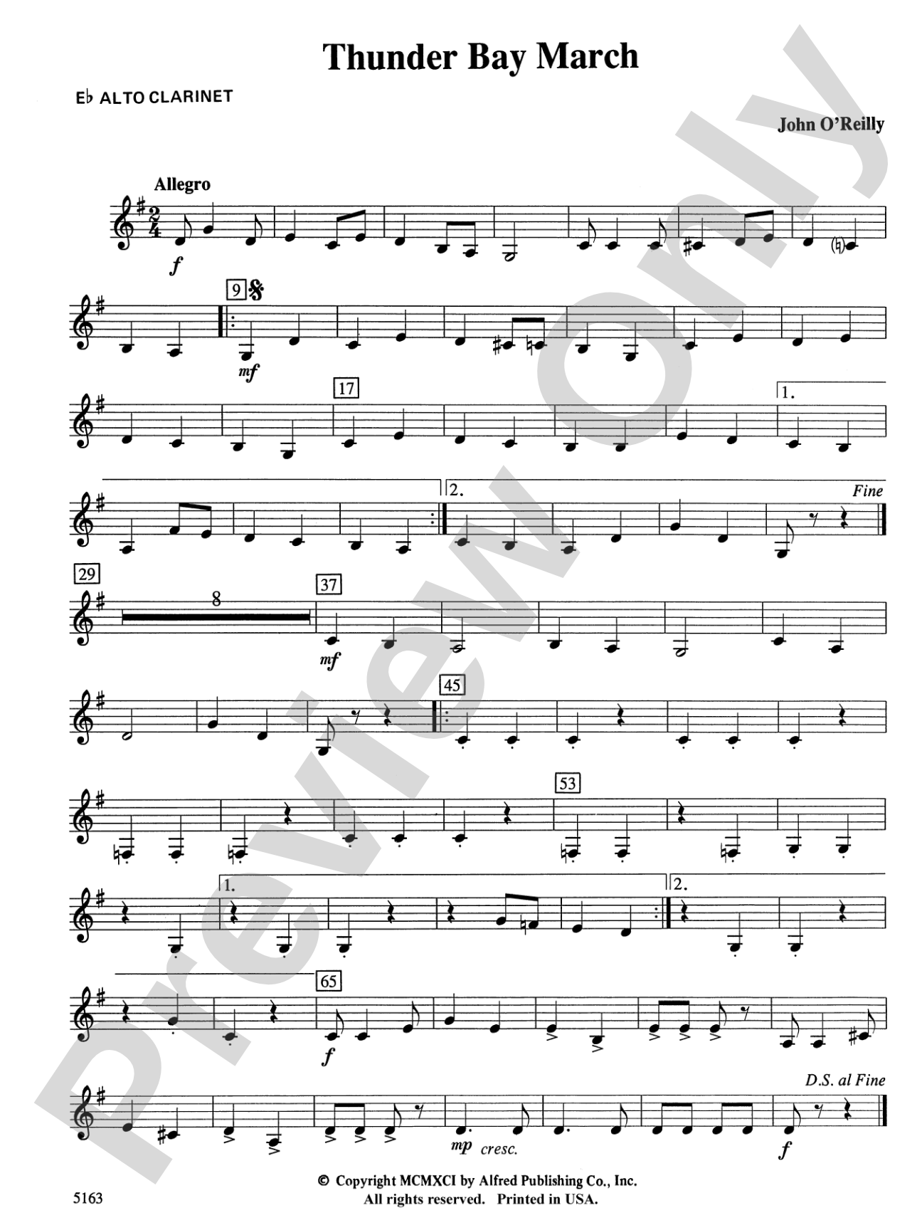Thunder Bay March: E-flat Alto Clarinet