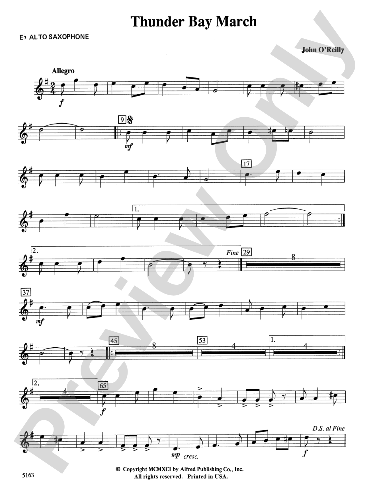 Thunder Bay March: E-flat Alto Saxophone