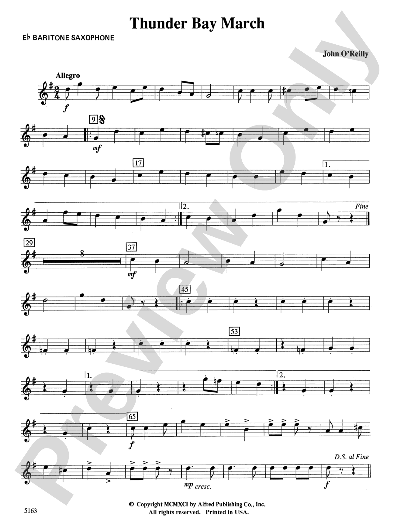 Thunder Bay March: E-flat Baritone Saxophone
