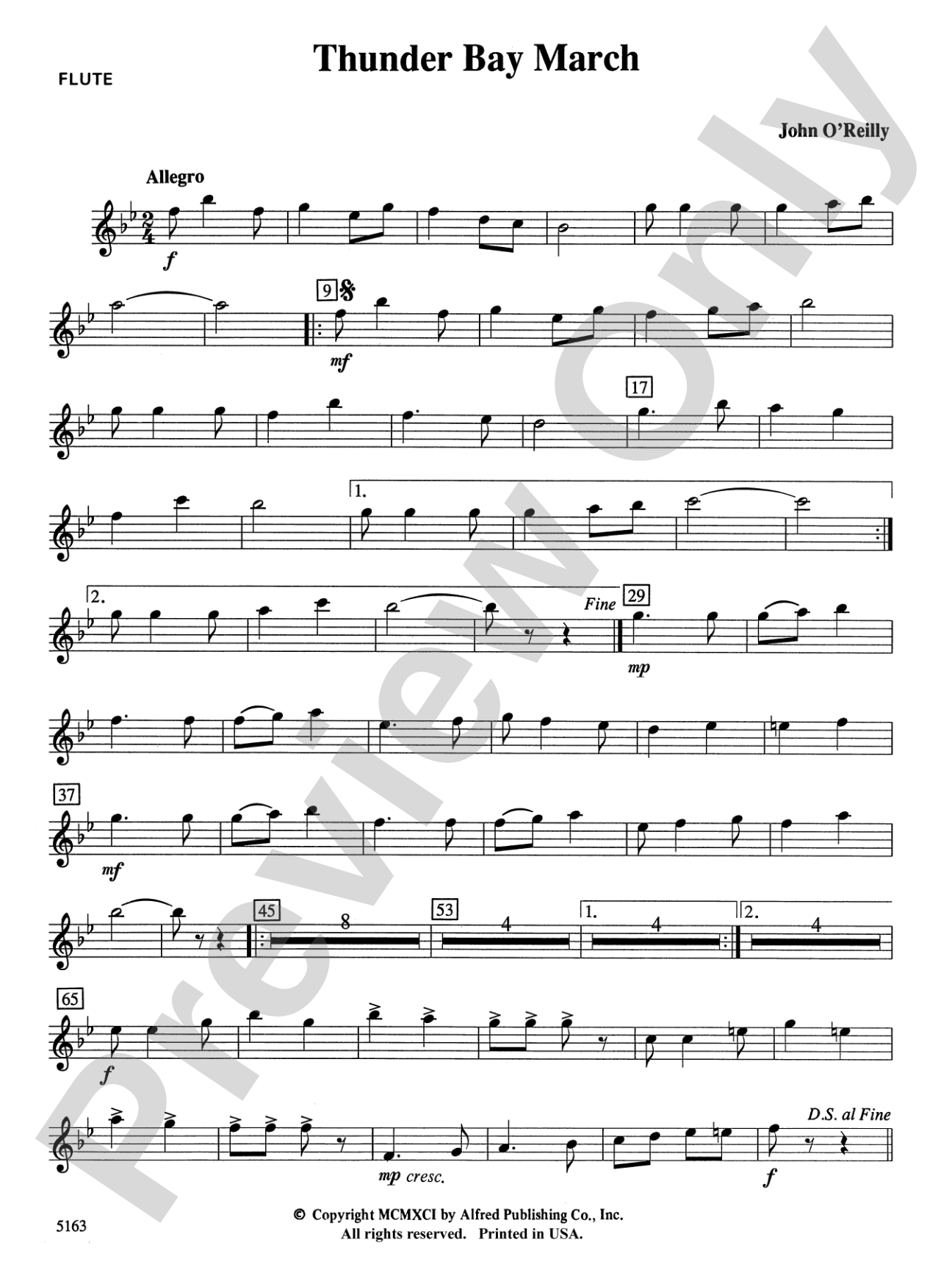 Thunder Bay March: Flute