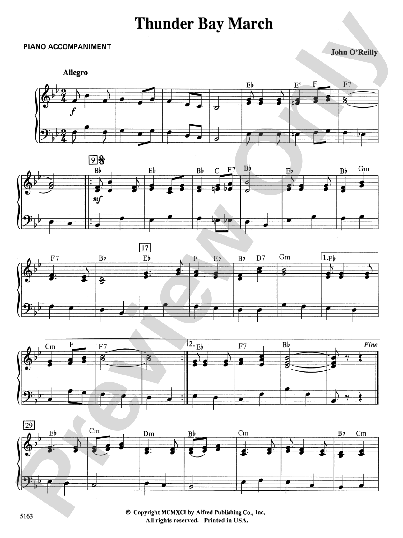 Thunder Bay March: Piano Accompaniment