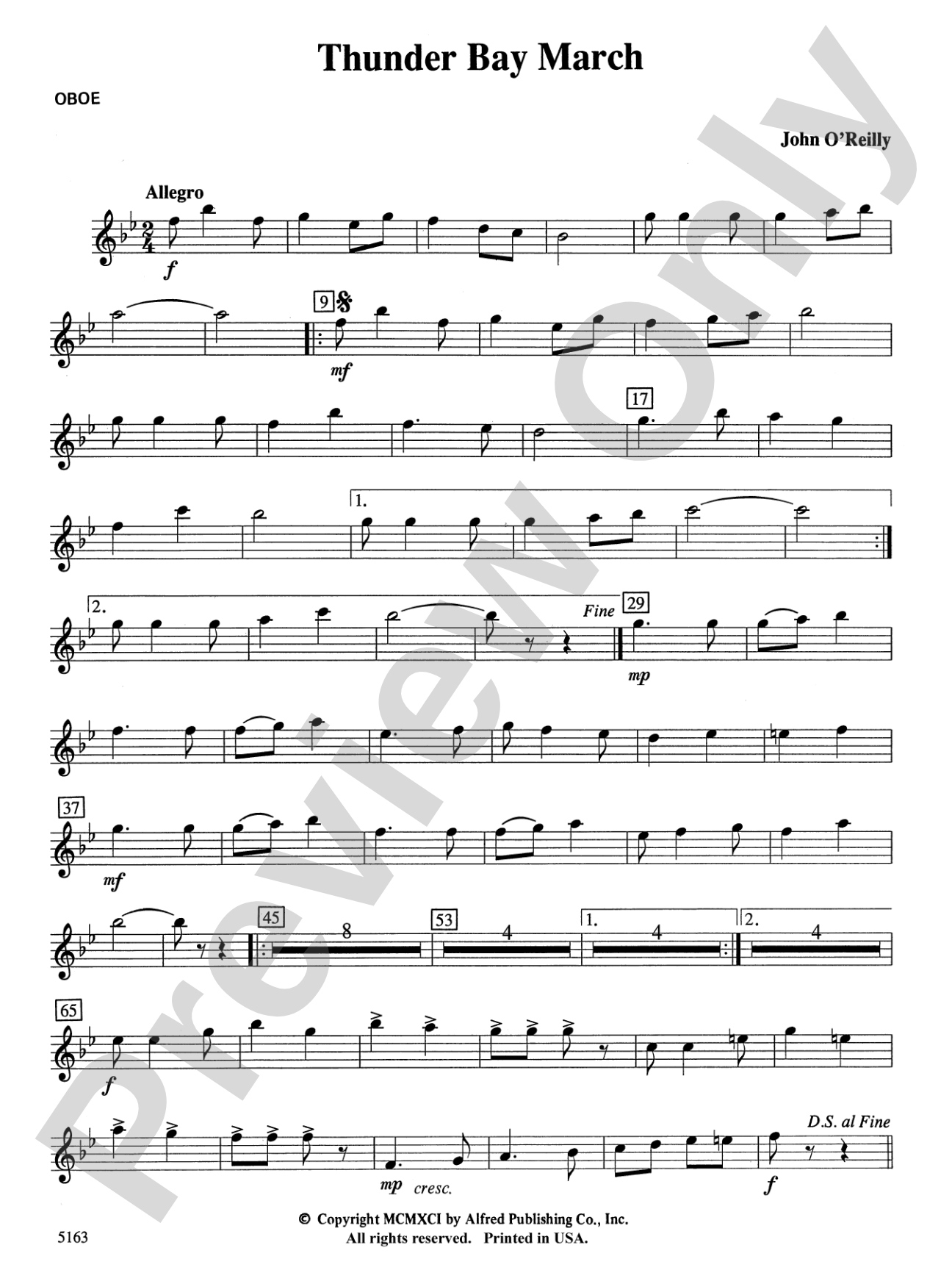 Thunder Bay March: Oboe