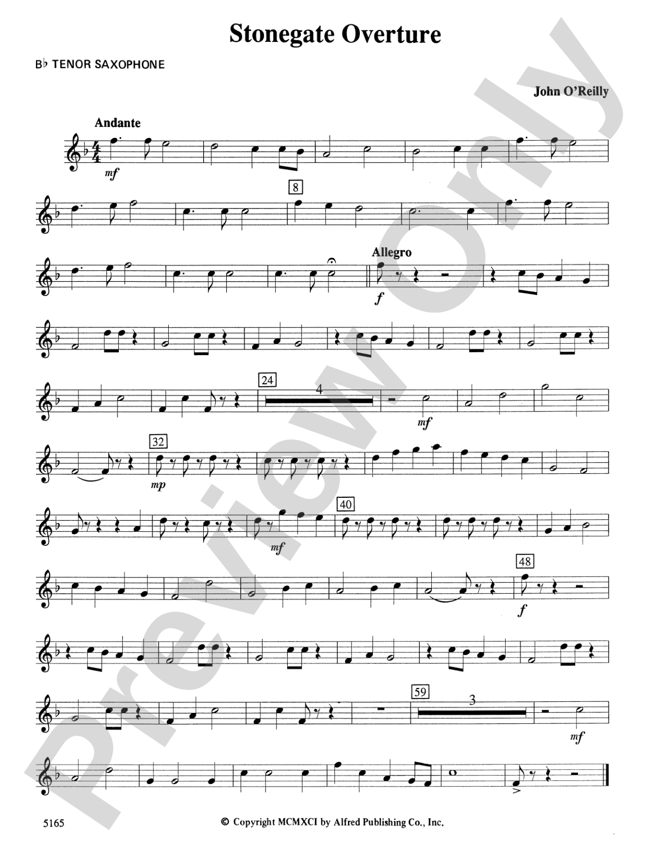 Stonegate Overture: B-flat Tenor Saxophone