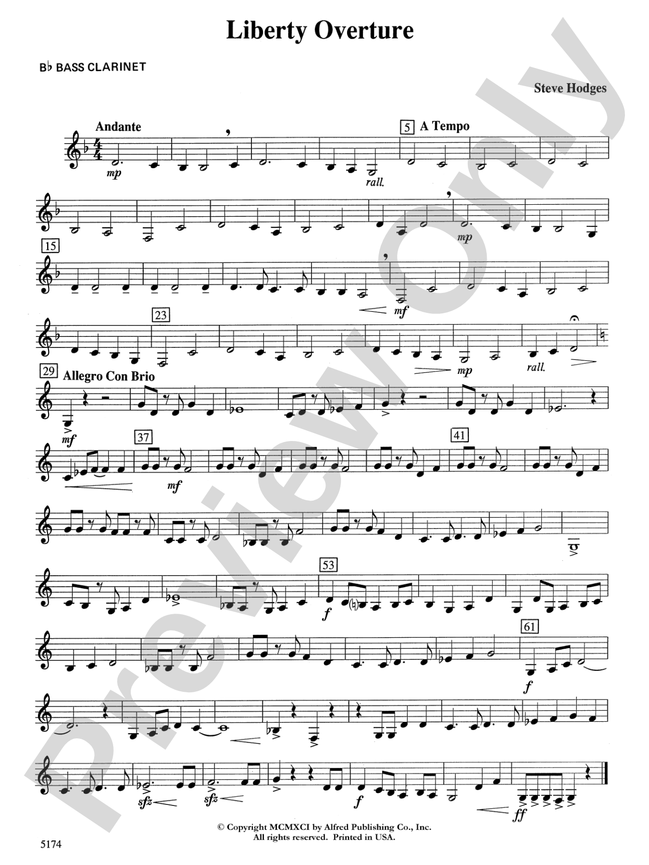 Liberty Overture: B-flat Bass Clarinet