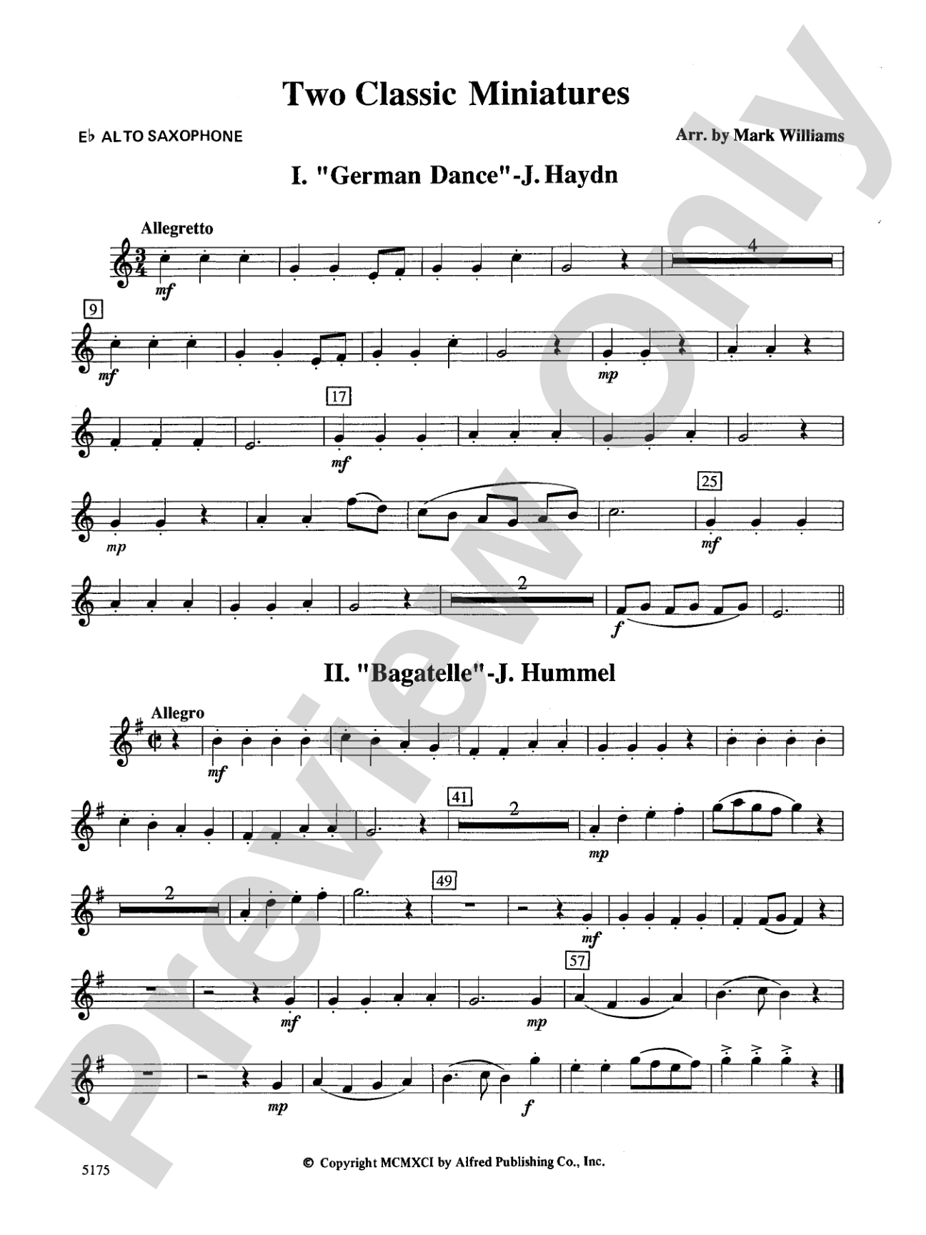 Two Classic Miniatures: E-flat Alto Saxophone