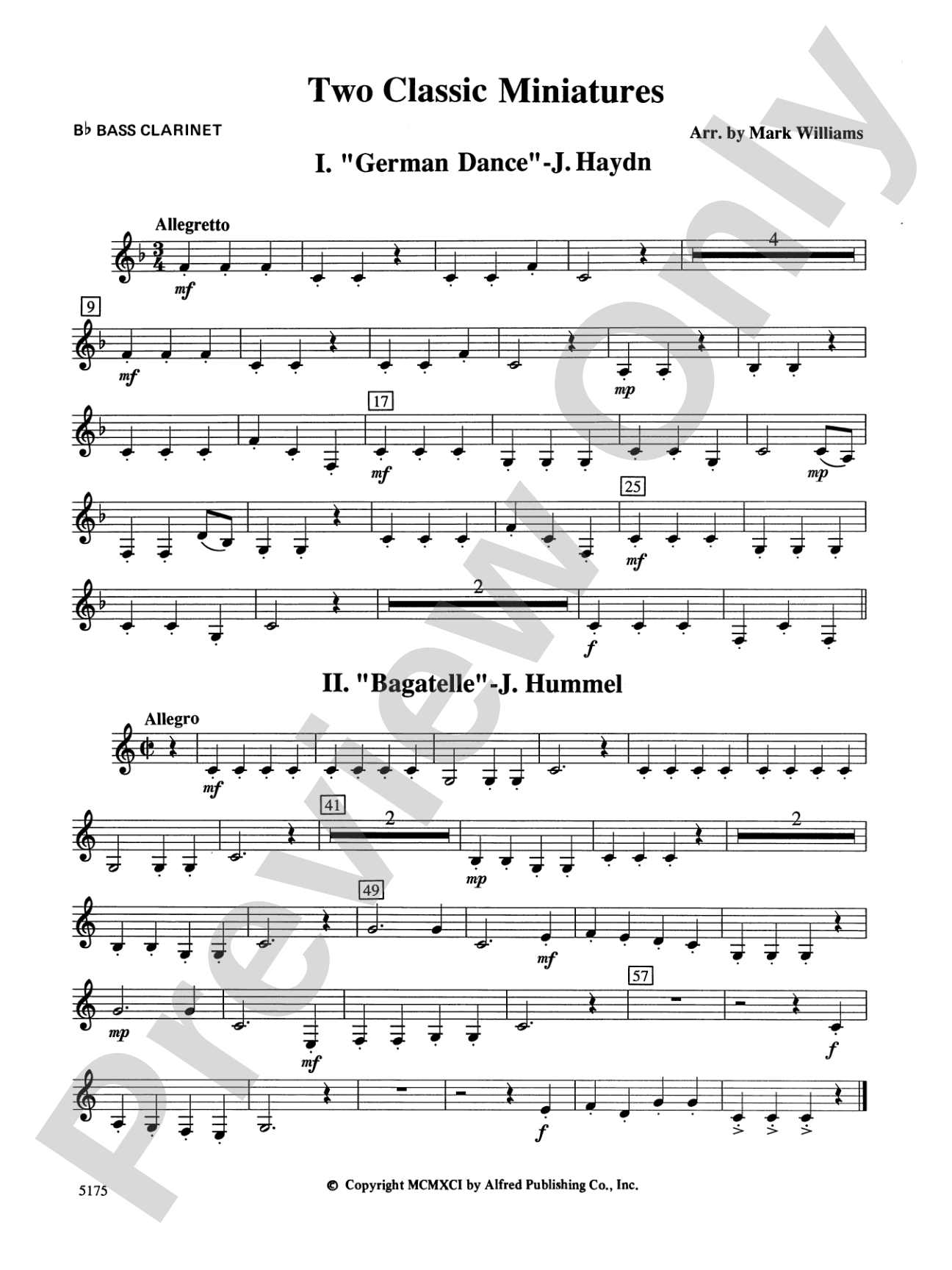 Two Classic Miniatures: B-flat Bass Clarinet