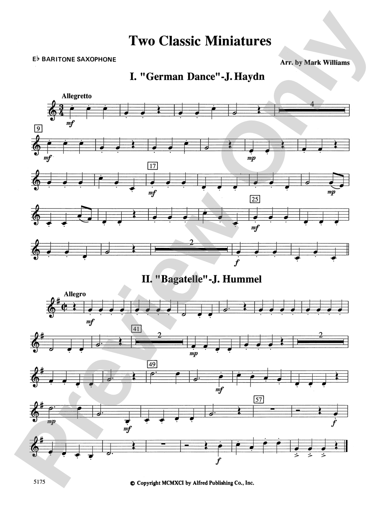 Two Classic Miniatures: E-flat Baritone Saxophone