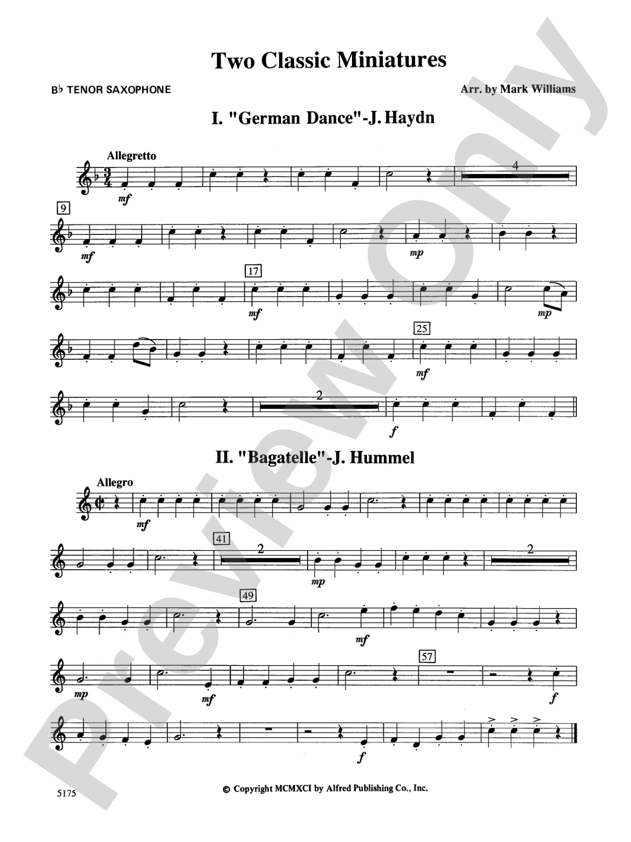 Two Classic Miniatures: B-flat Tenor Saxophone