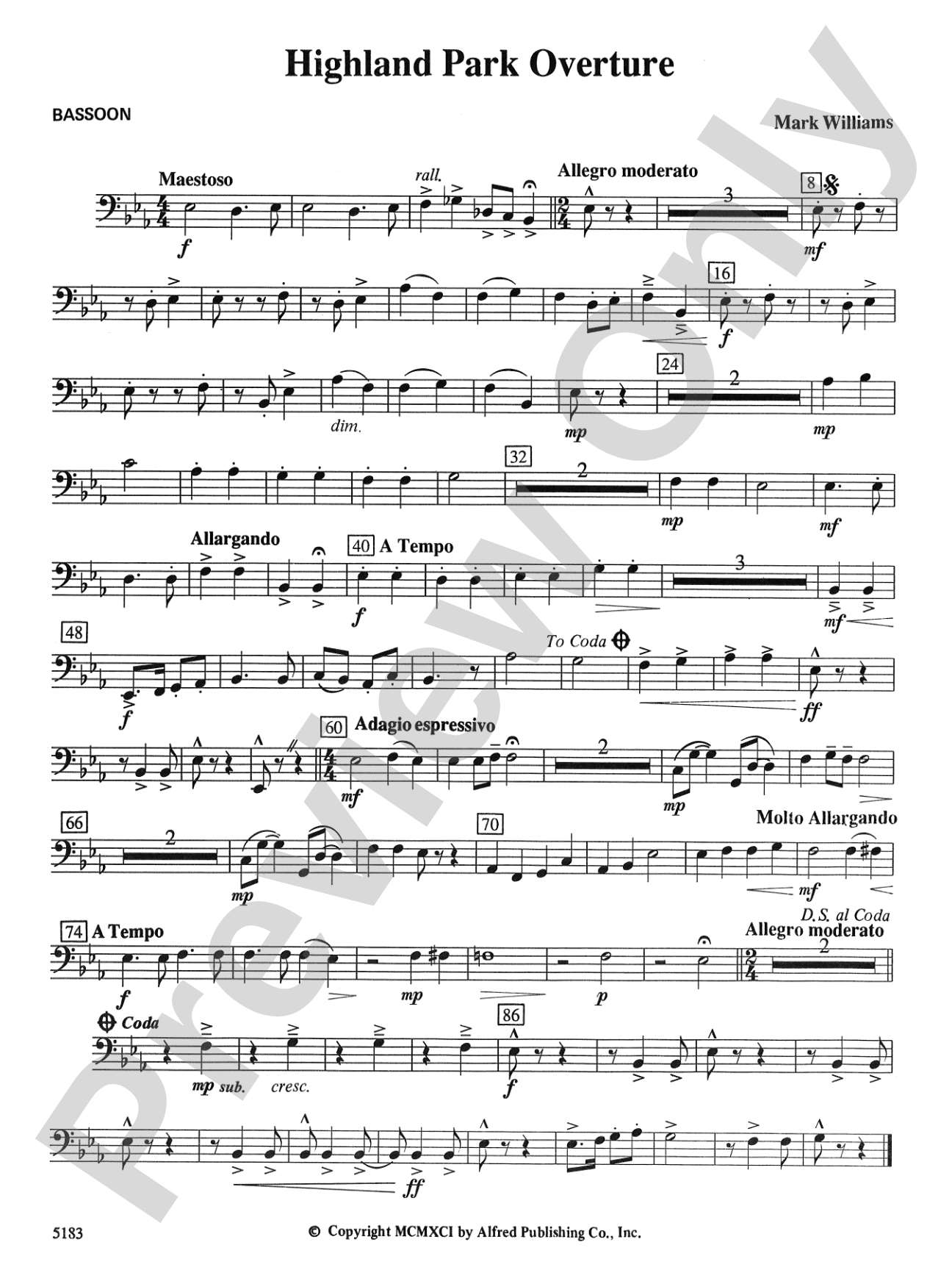 Highland Park Overture: Bassoon