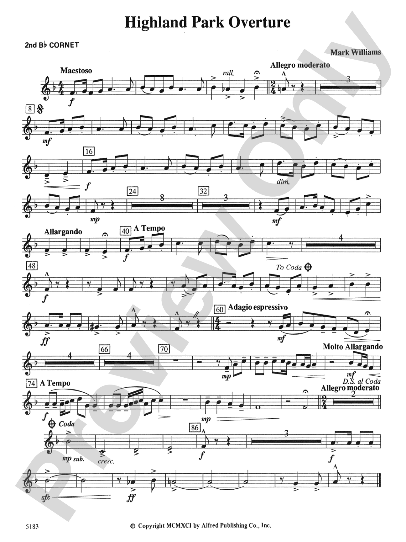 Highland Park Overture: 2nd B-flat Cornet