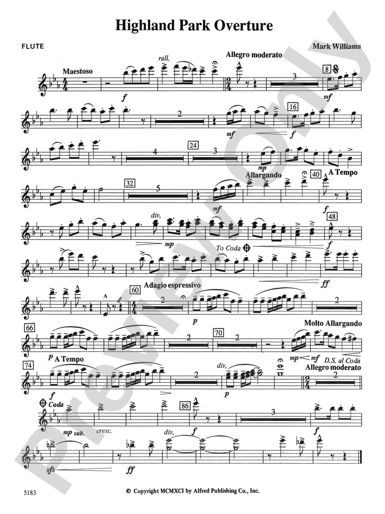 Highland Park Overture: Flute