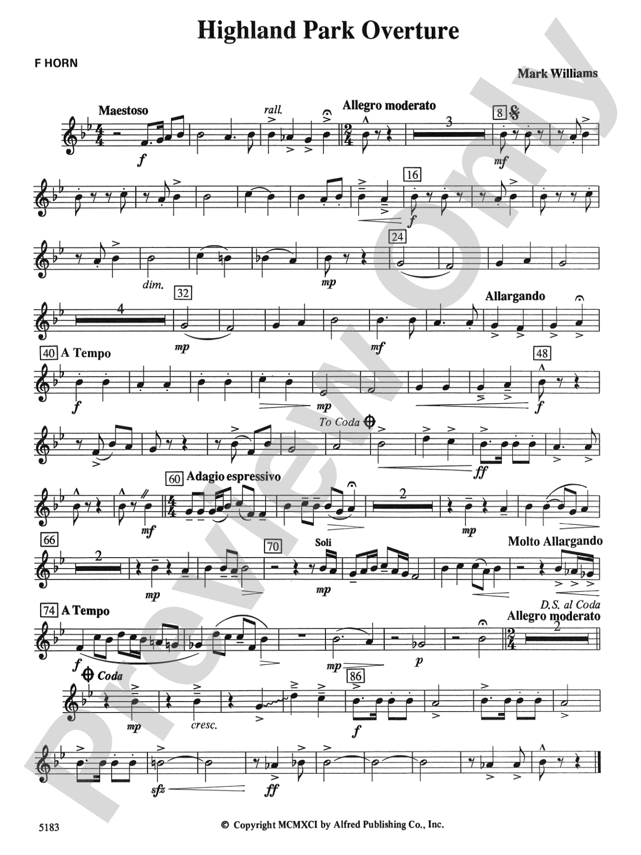 Highland Park Overture: 1st F Horn