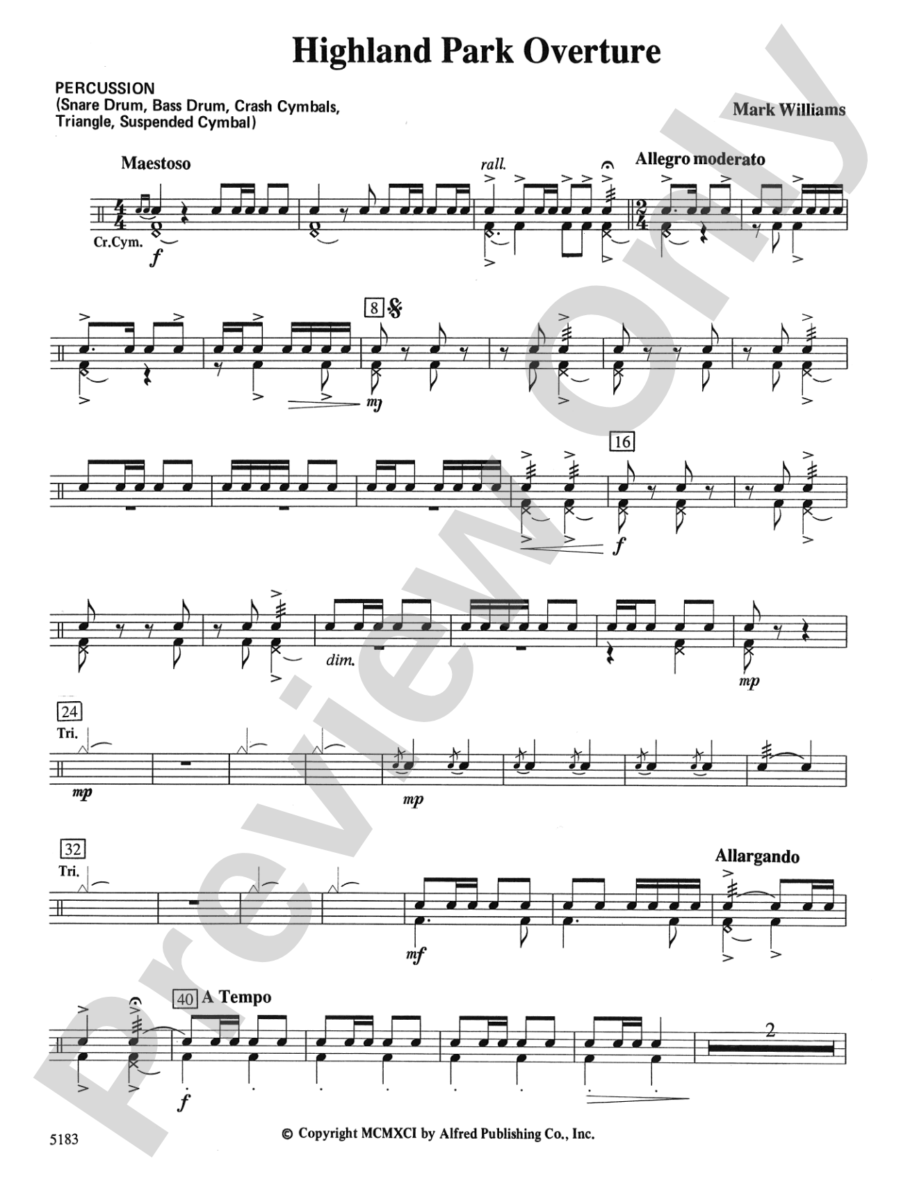 Highland Park Overture: 1st Percussion