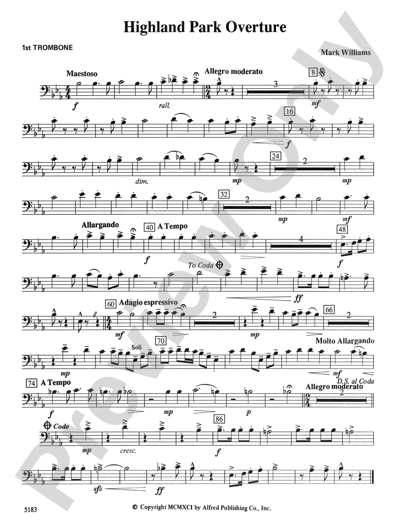 Highland Park Overture: 1st Trombone