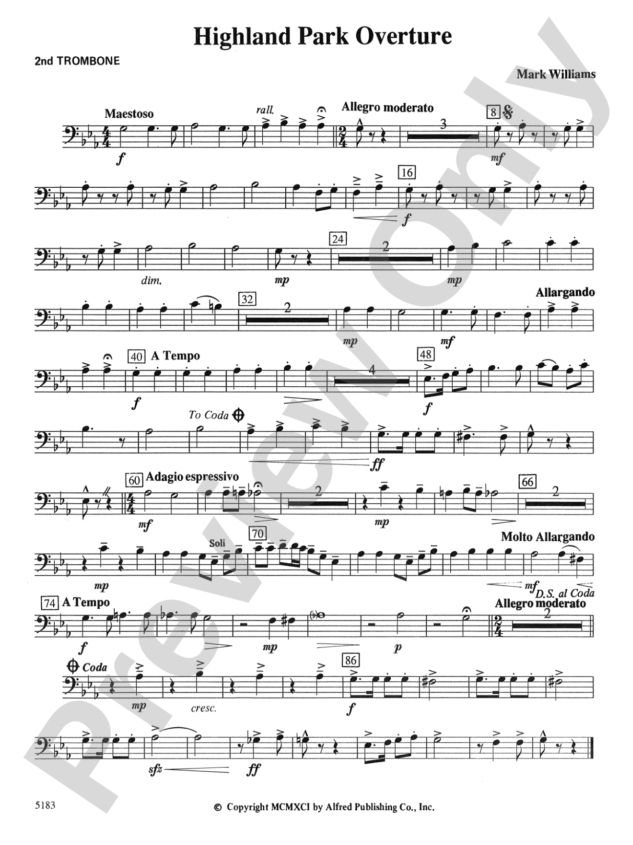 Highland Park Overture: 2nd Trombone