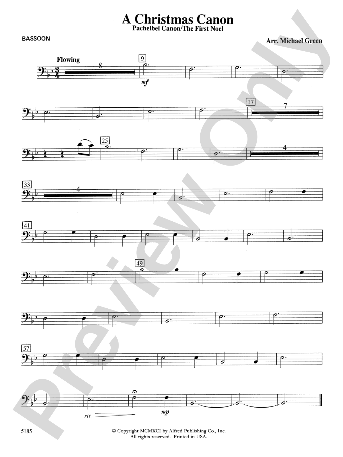 A Christmas Canon (Pachelbel Canon / The First Noel): Bassoon