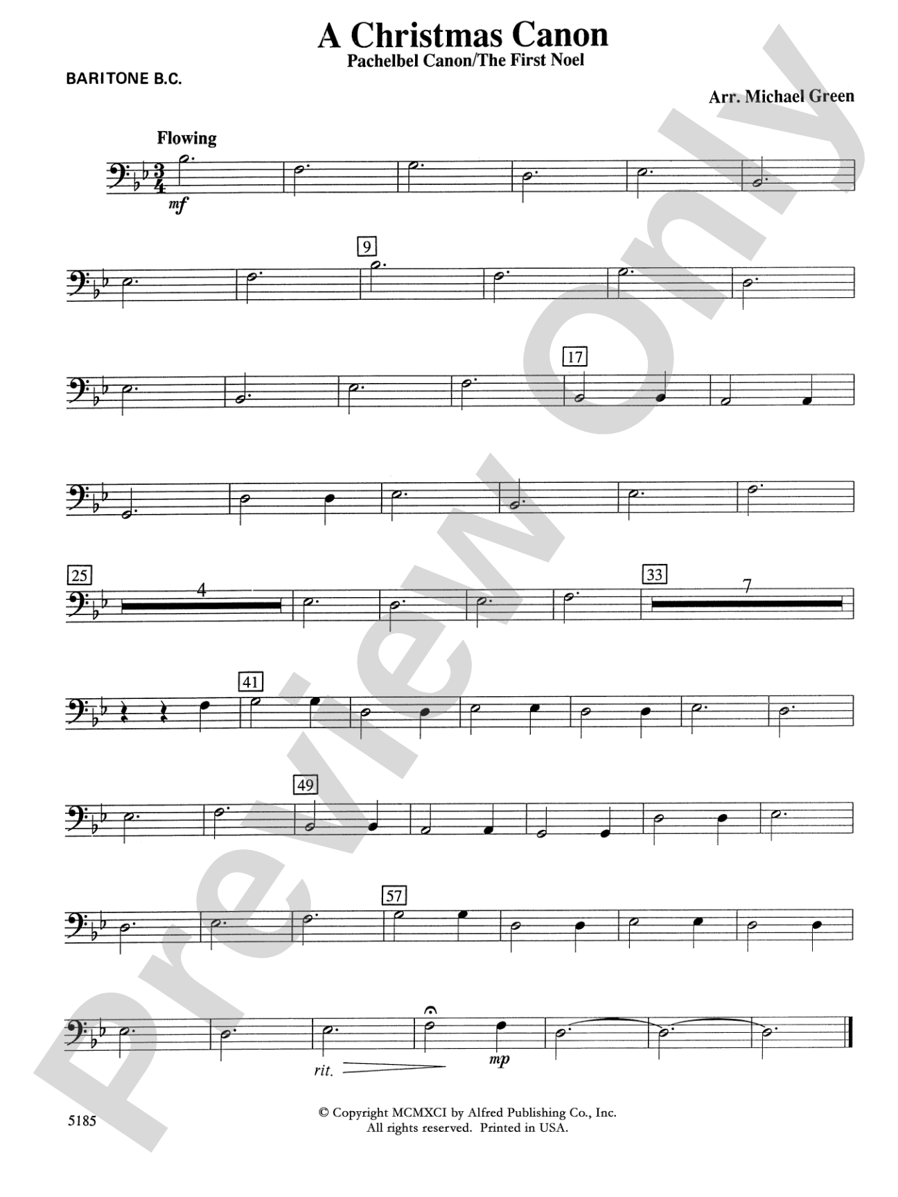 A Christmas Canon (Pachelbel Canon / The First Noel): Baritone B.C.