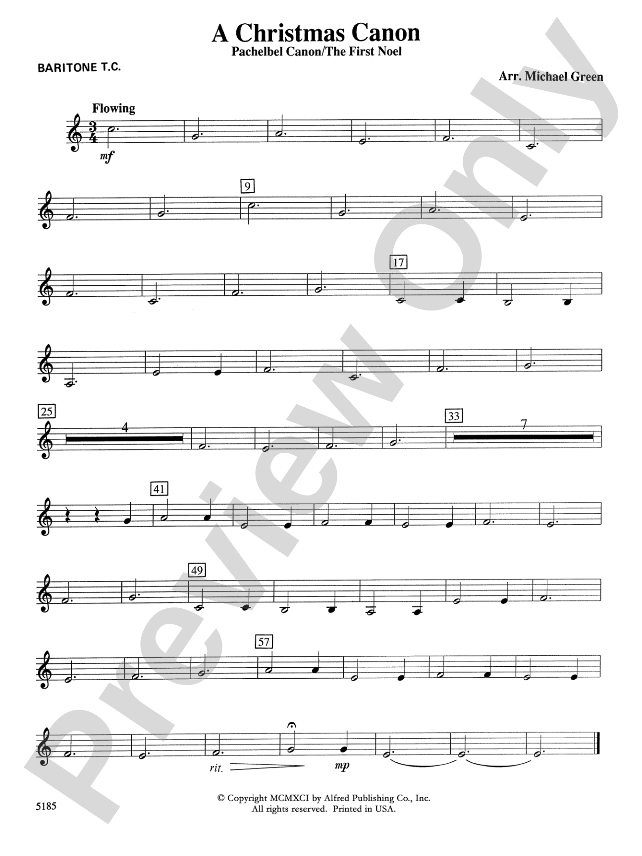 A Christmas Canon (Pachelbel Canon / The First Noel): Baritone T.C.