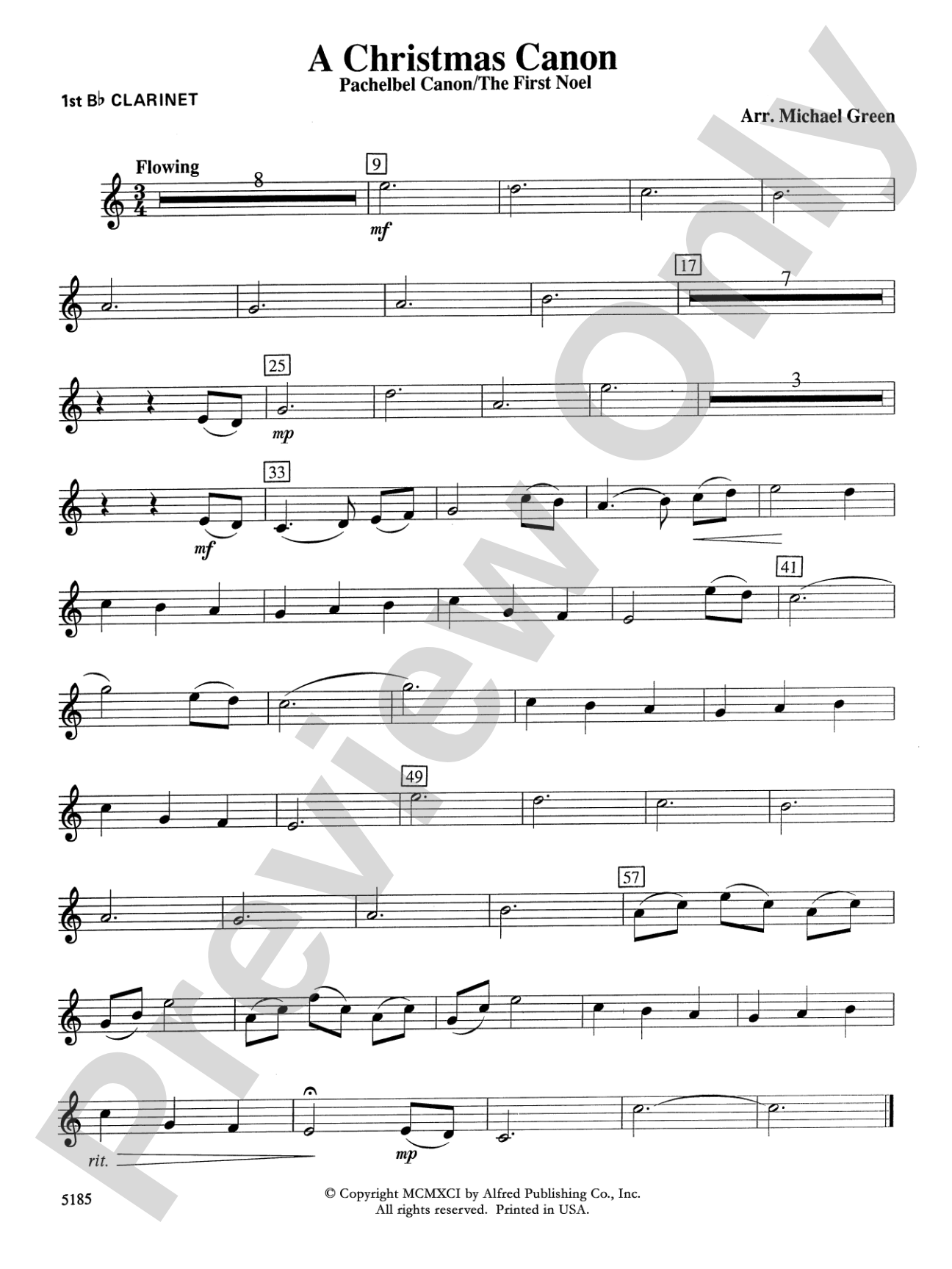A Christmas Canon (Pachelbel Canon / The First Noel): 1st B-flat Clarinet