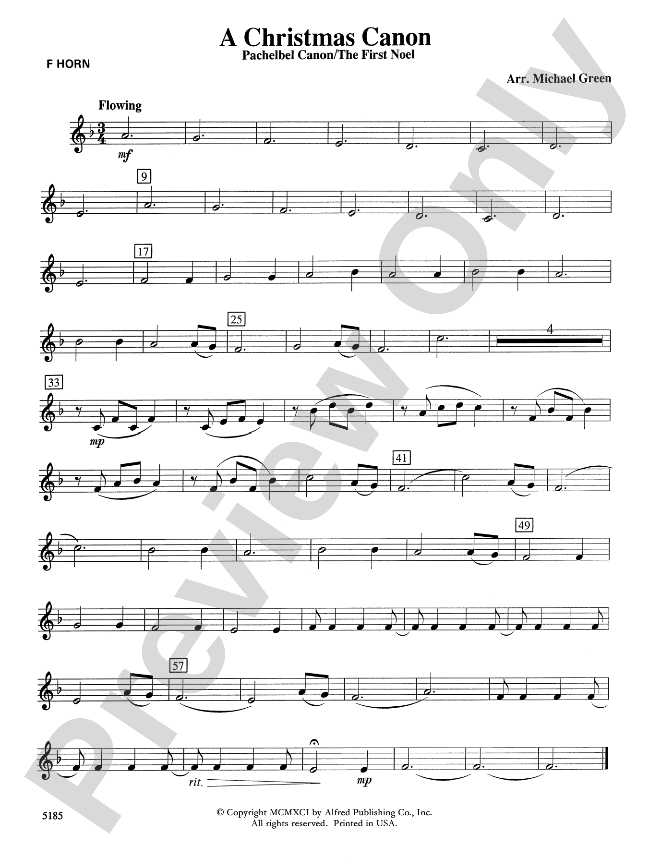 A Christmas Canon (Pachelbel Canon / The First Noel): 1st F Horn