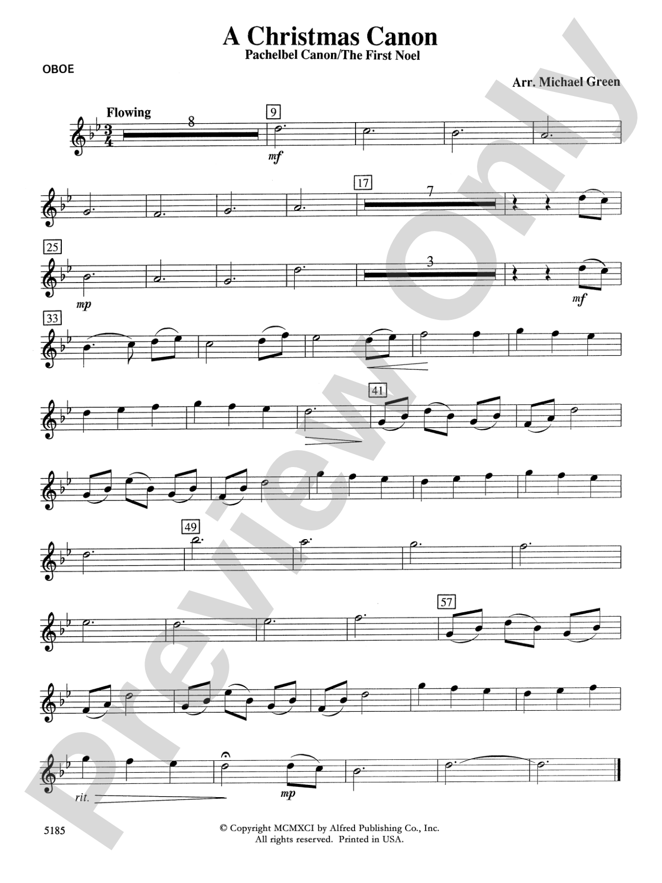 A Christmas Canon (Pachelbel Canon / The First Noel): Oboe