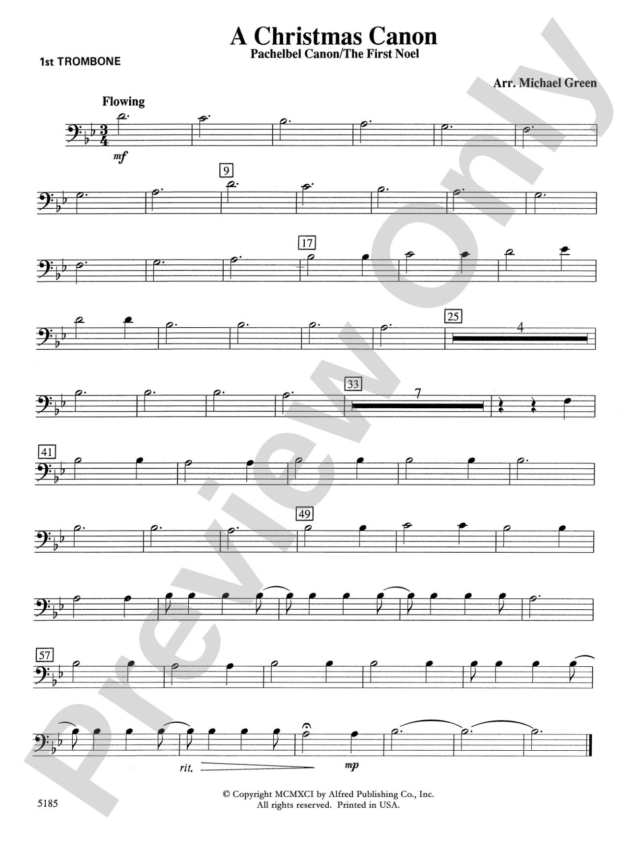 A Christmas Canon (Pachelbel Canon / The First Noel): 1st Trombone