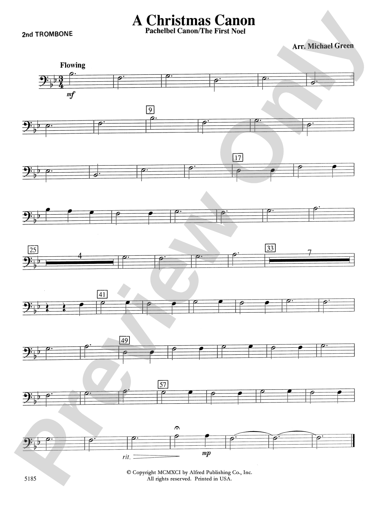 A Christmas Canon (Pachelbel Canon / The First Noel): 2nd Trombone