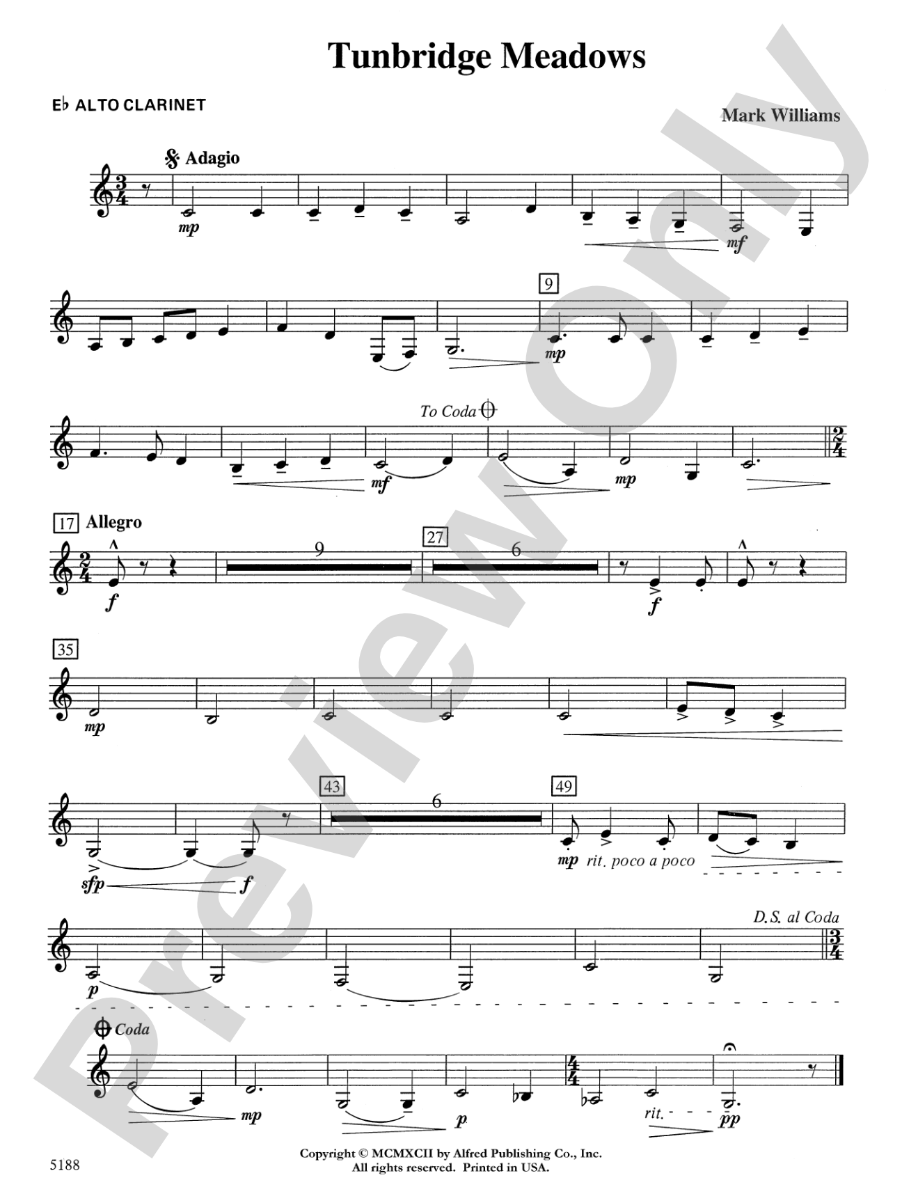 Tunbridge Meadows: E-flat Alto Clarinet