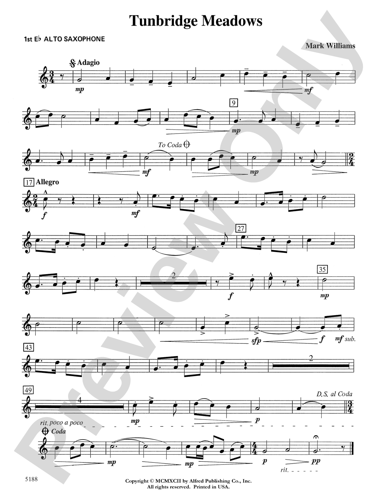 Tunbridge Meadows: E-flat Alto Saxophone