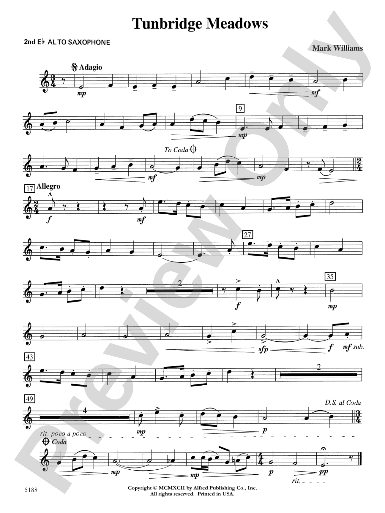 Tunbridge Meadows: 2nd E-flat Alto Saxophone