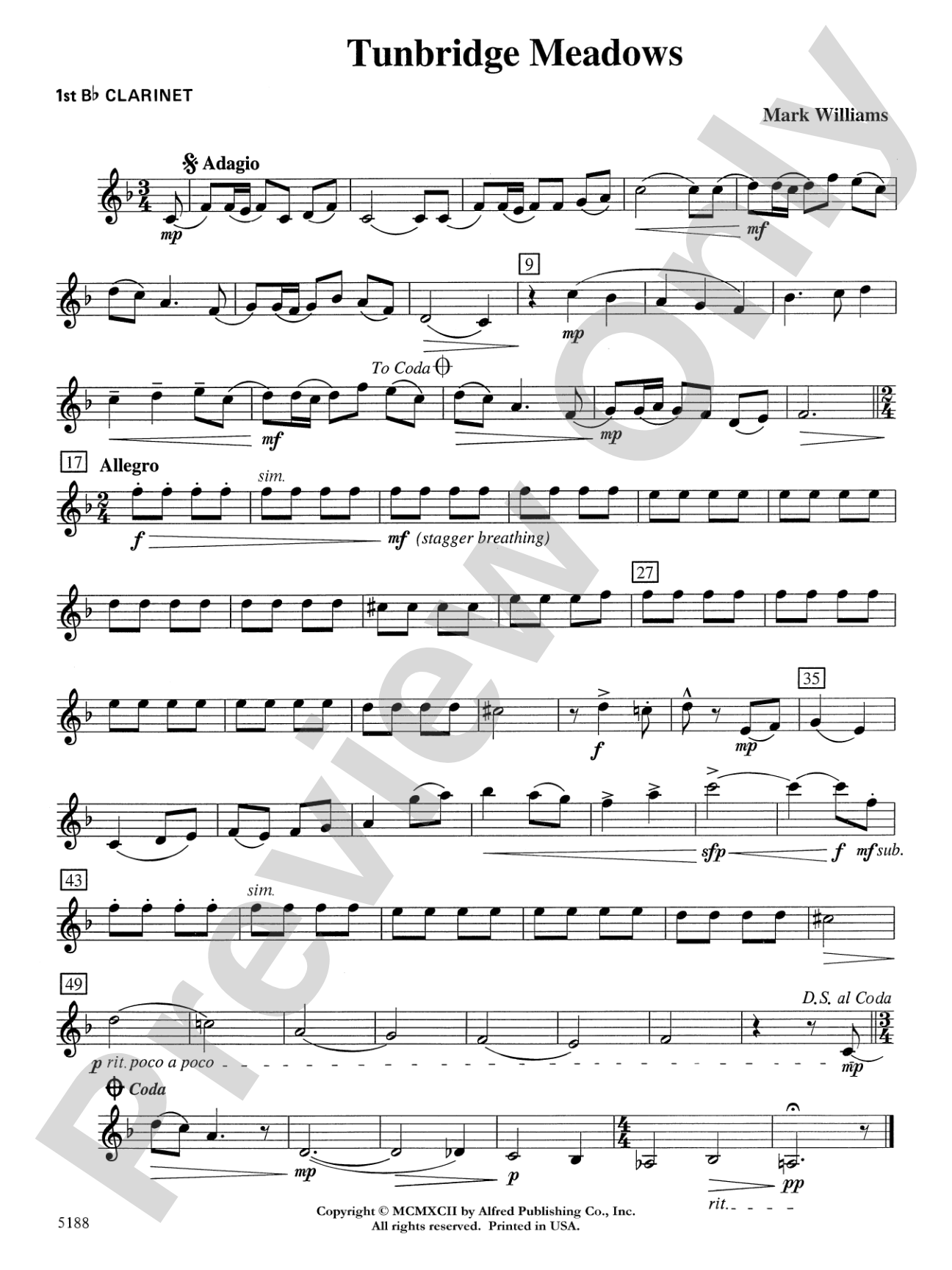 Tunbridge Meadows: 1st B-flat Clarinet