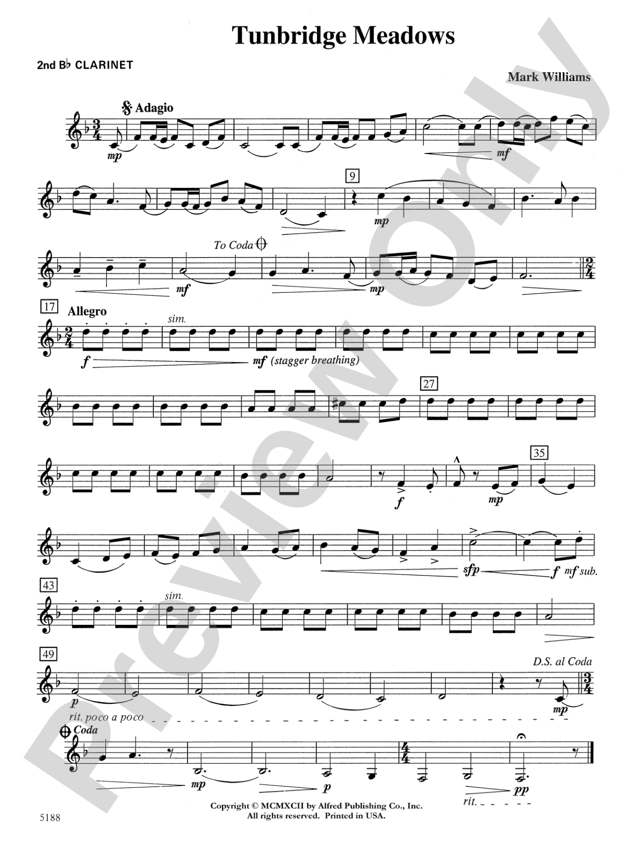 Tunbridge Meadows: 2nd B-flat Clarinet